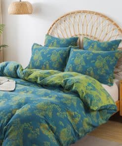 Juego de Ropa de Cama Vintage con Diseño de Hojas de Flores