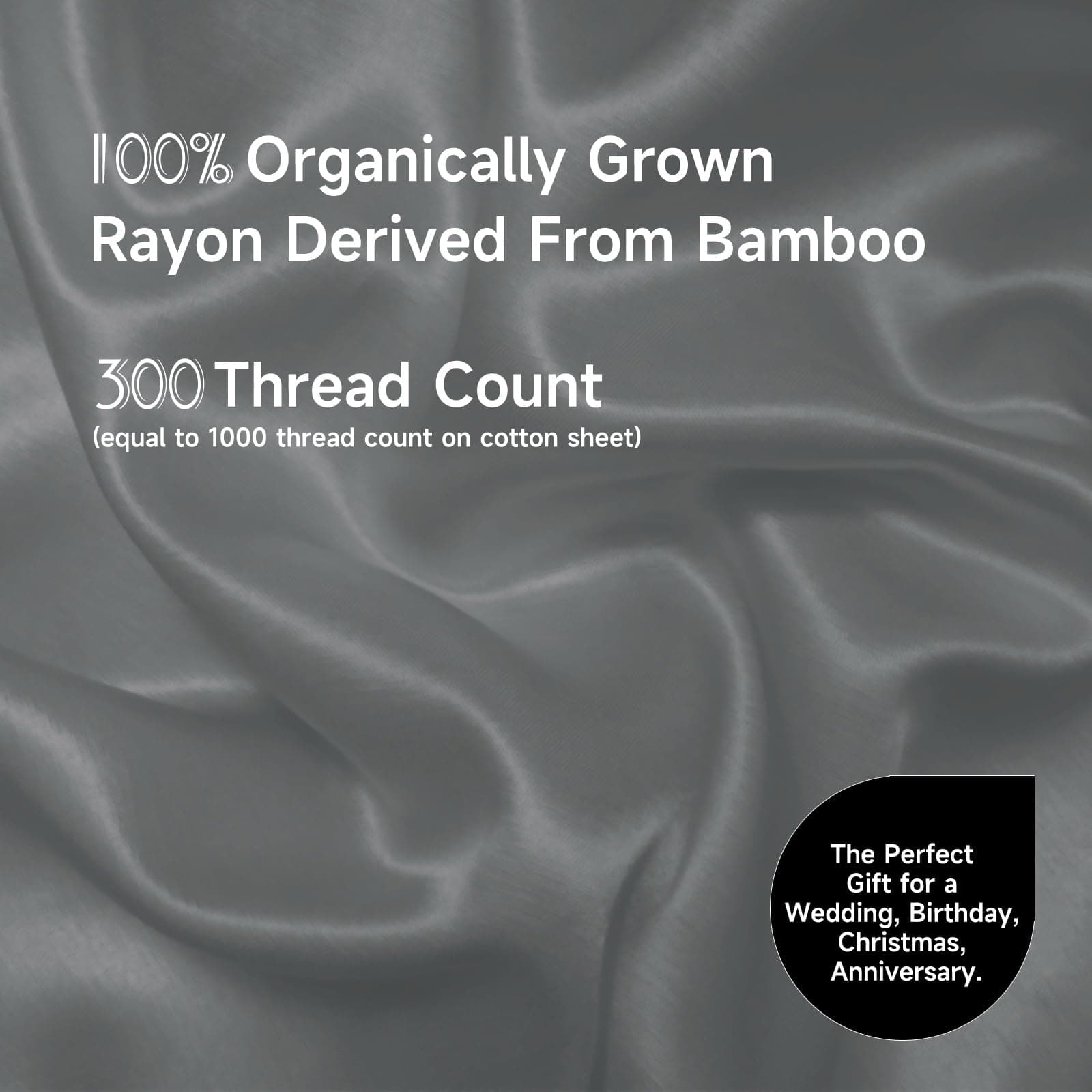 Juego de Sábanas King EaseHome, Rayon -Gris Oscuro - Imagen 3