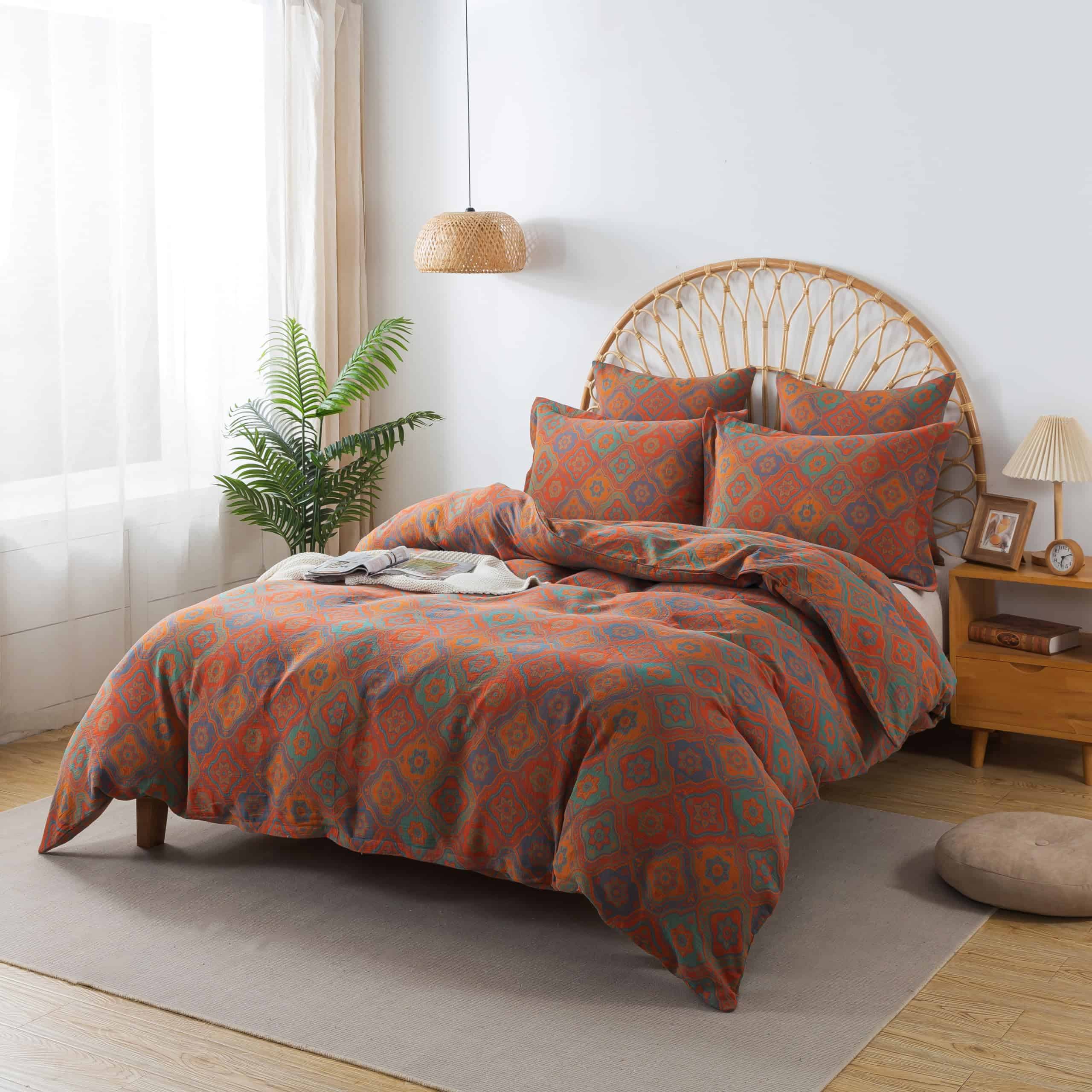 Juego de Ropa de Cama Vintage con Patrón Geométrico Boho