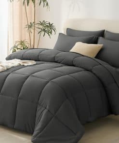 Edredón CozyLux Gris Oscuro para Cama Queen 7 Piezas Set de