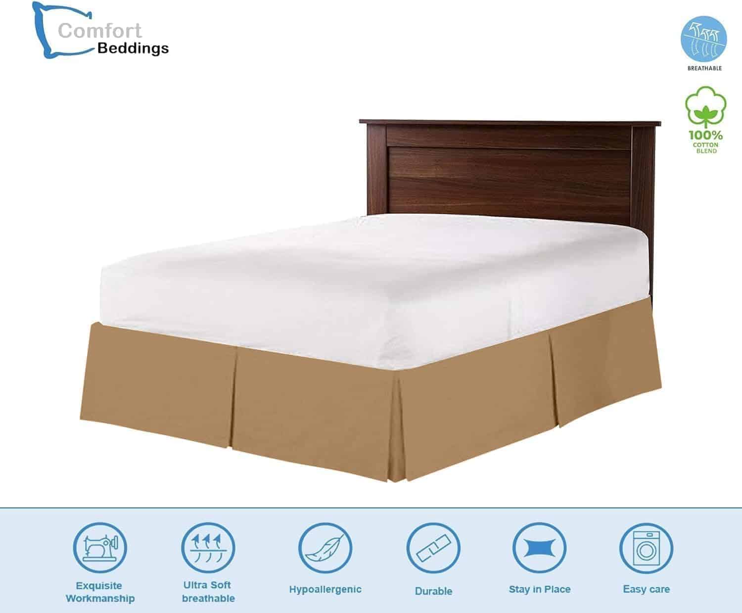 Falda de Cama Tamaño Queen Estilo Plisado -Taupe - Imagen 3