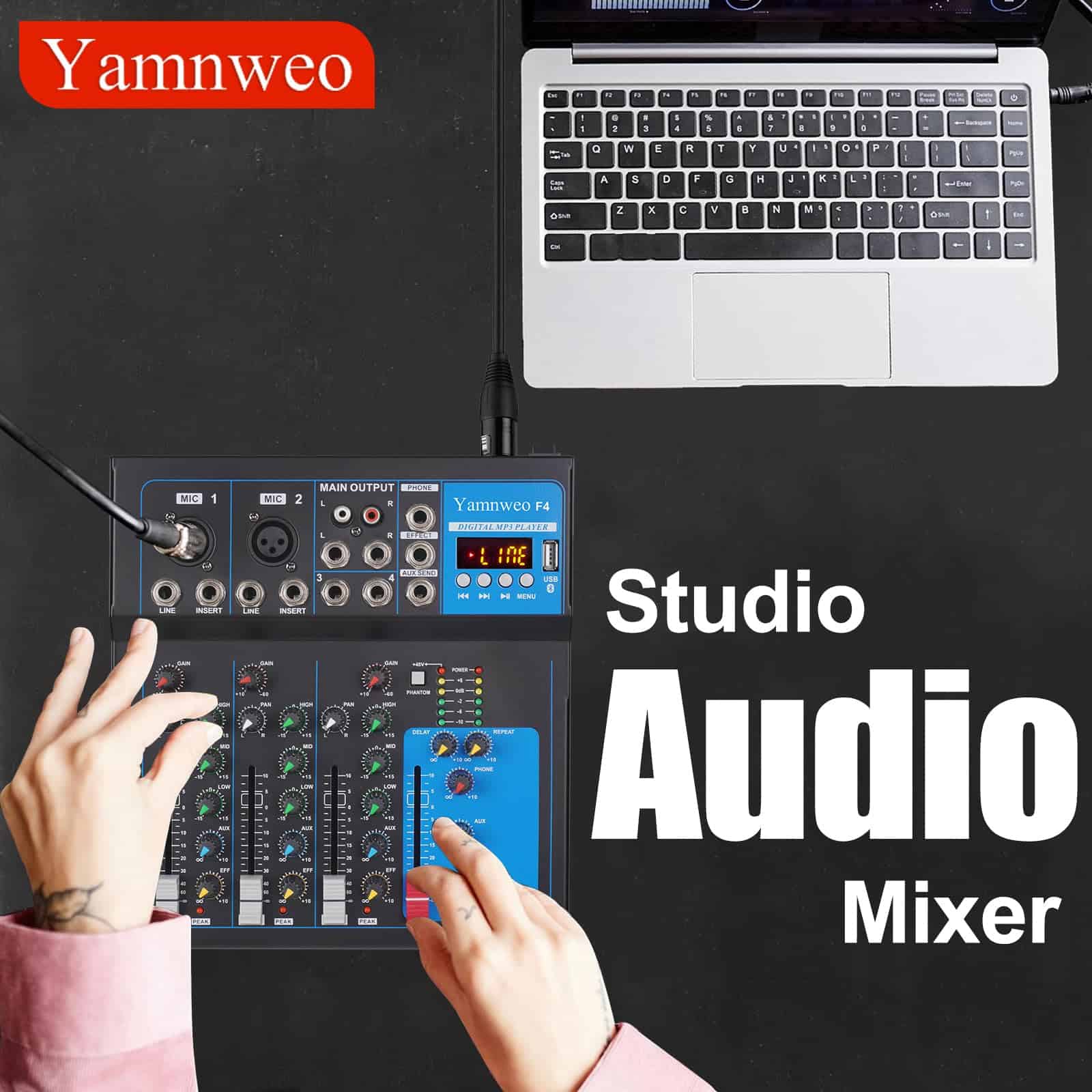 Mezclador de audio portátil Yamnweo GH4, Mezclador de 4 - Imagen 7