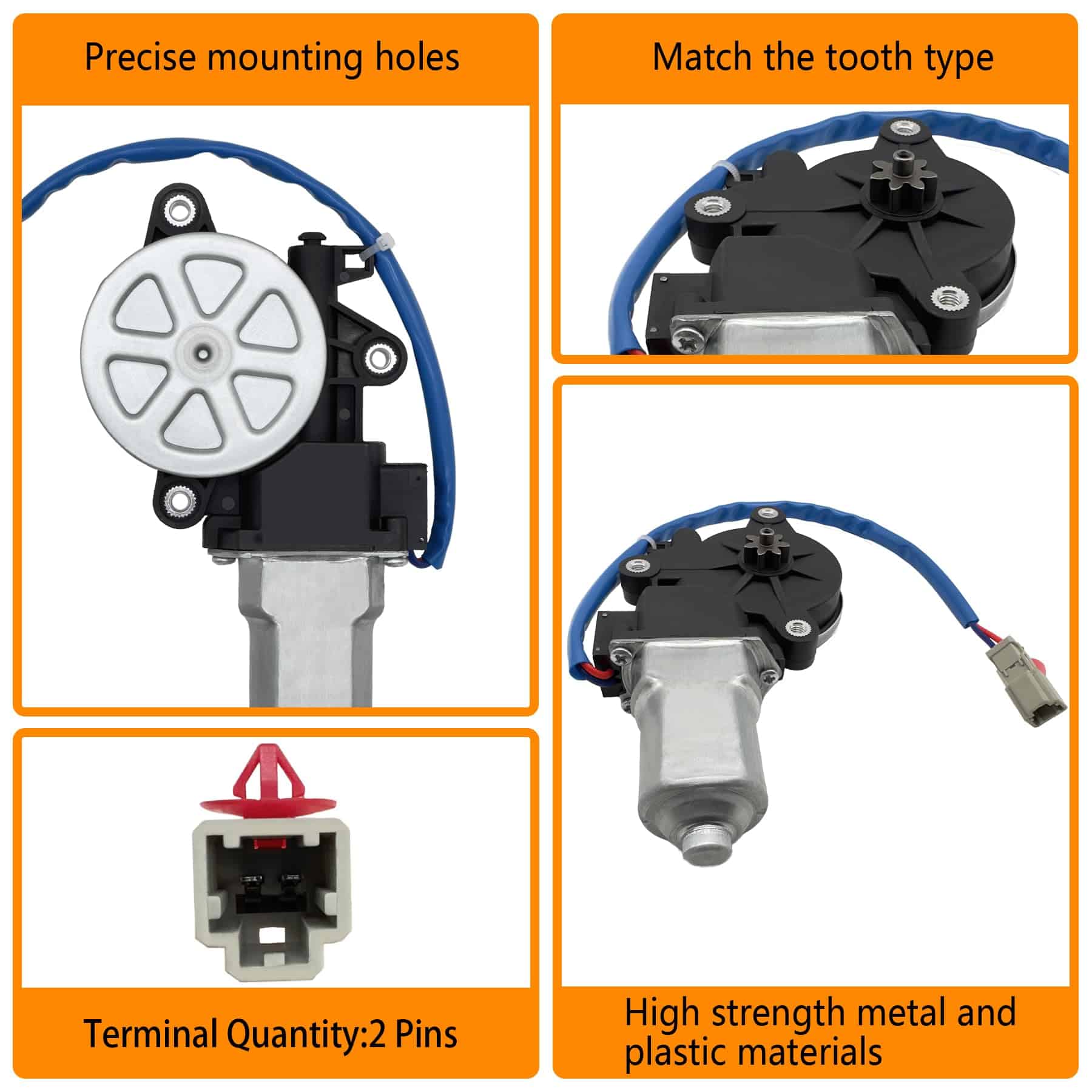 Motor de ventana de energía de 2 pines HXHAUTO compatible - Imagen 5