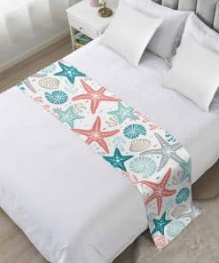 Teal Green Coral Bed Runner para Cama King Size, Protector