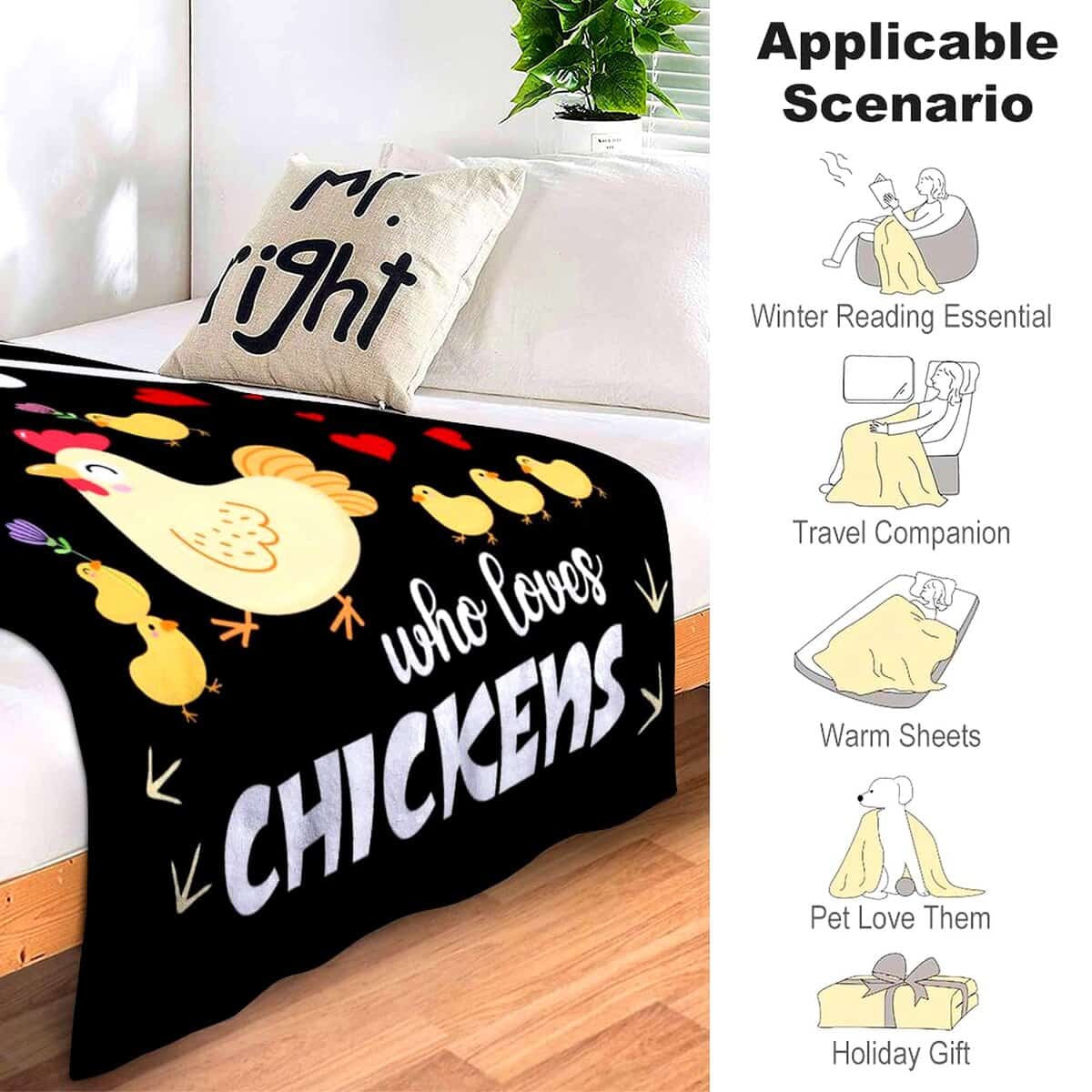 Manta de Pollo de Franela Suave y Linda Manta de - Imagen 6