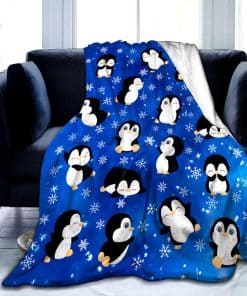 Manta de Pingüinos de Franela Suave con Estampado de