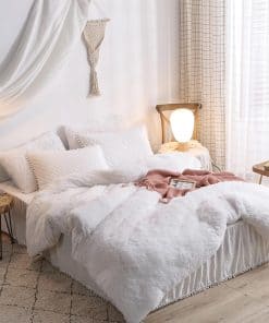 Fundas de edredón de piel sintética blanca HAIHUA para cama