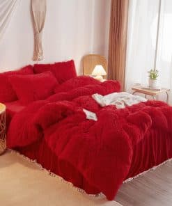 Juego de funda nórdica esponjosa roja Queen - 1 pieza (1