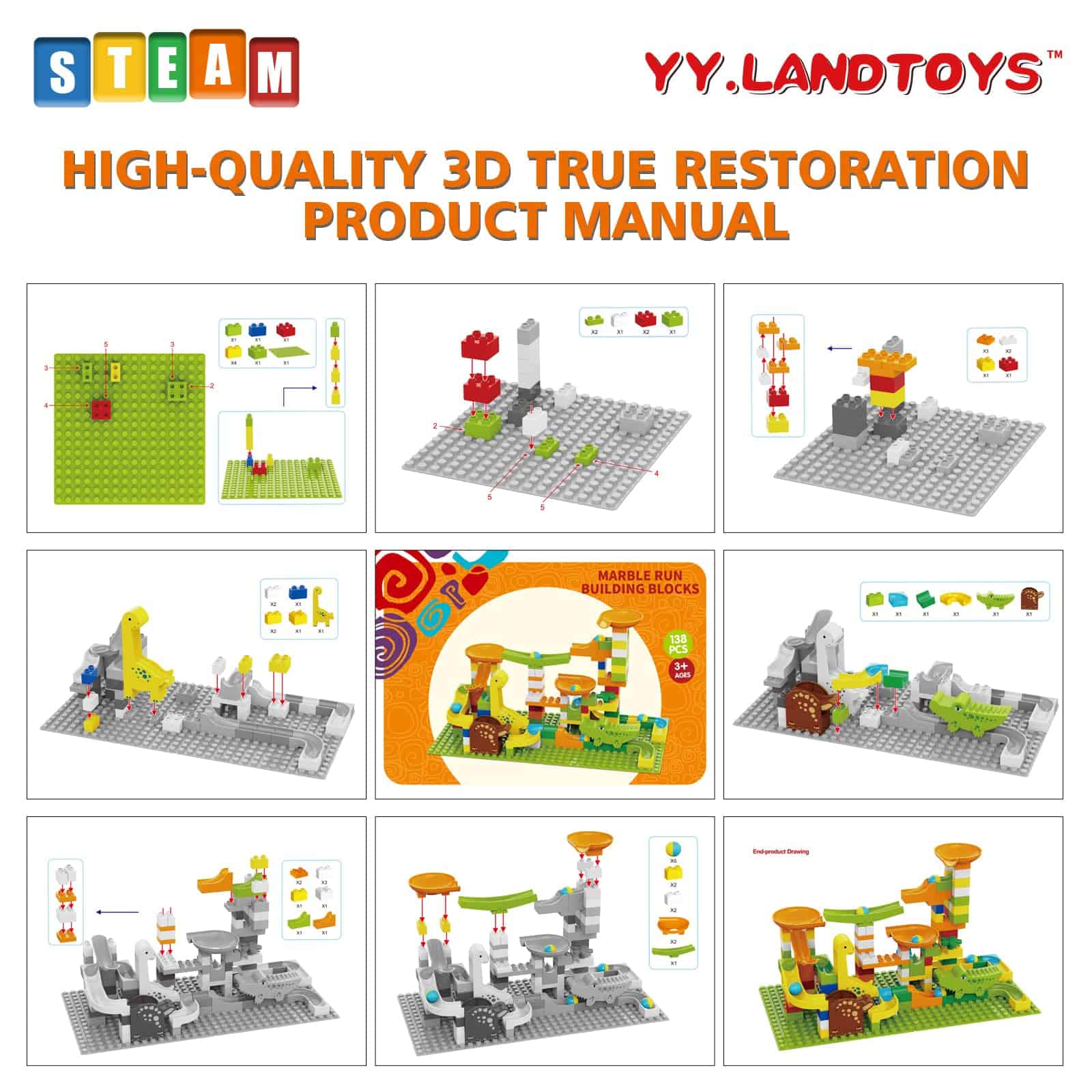 Carreras de Canicas de Dinosaurios para Niños 4-8 Bloques - Imagen 4
