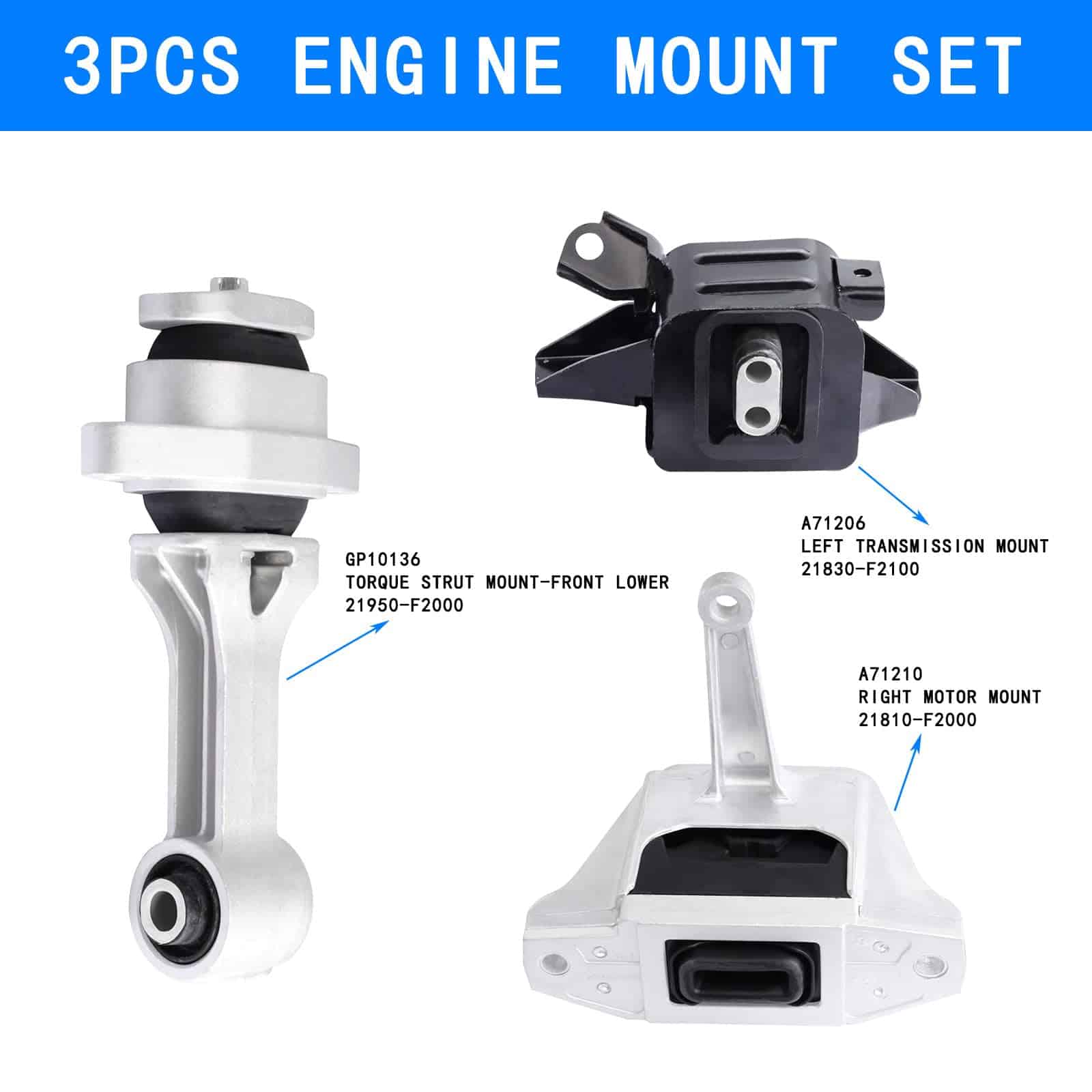 Kit de montaje de motor y transmisión YWIOAD 3PCS para - Imagen 3
