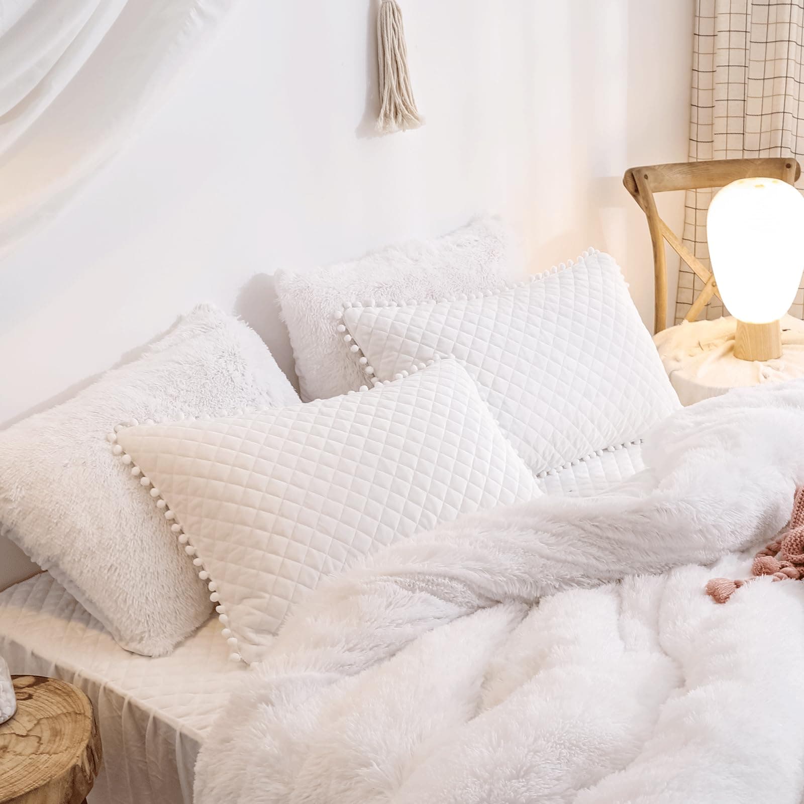 Fundas de edredón de piel sintética blanca HAIHUA para cama - Imagen 7