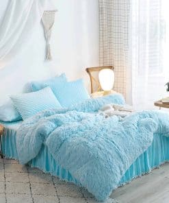 Juego de funda nórdica King azul peluda? Juego de funda