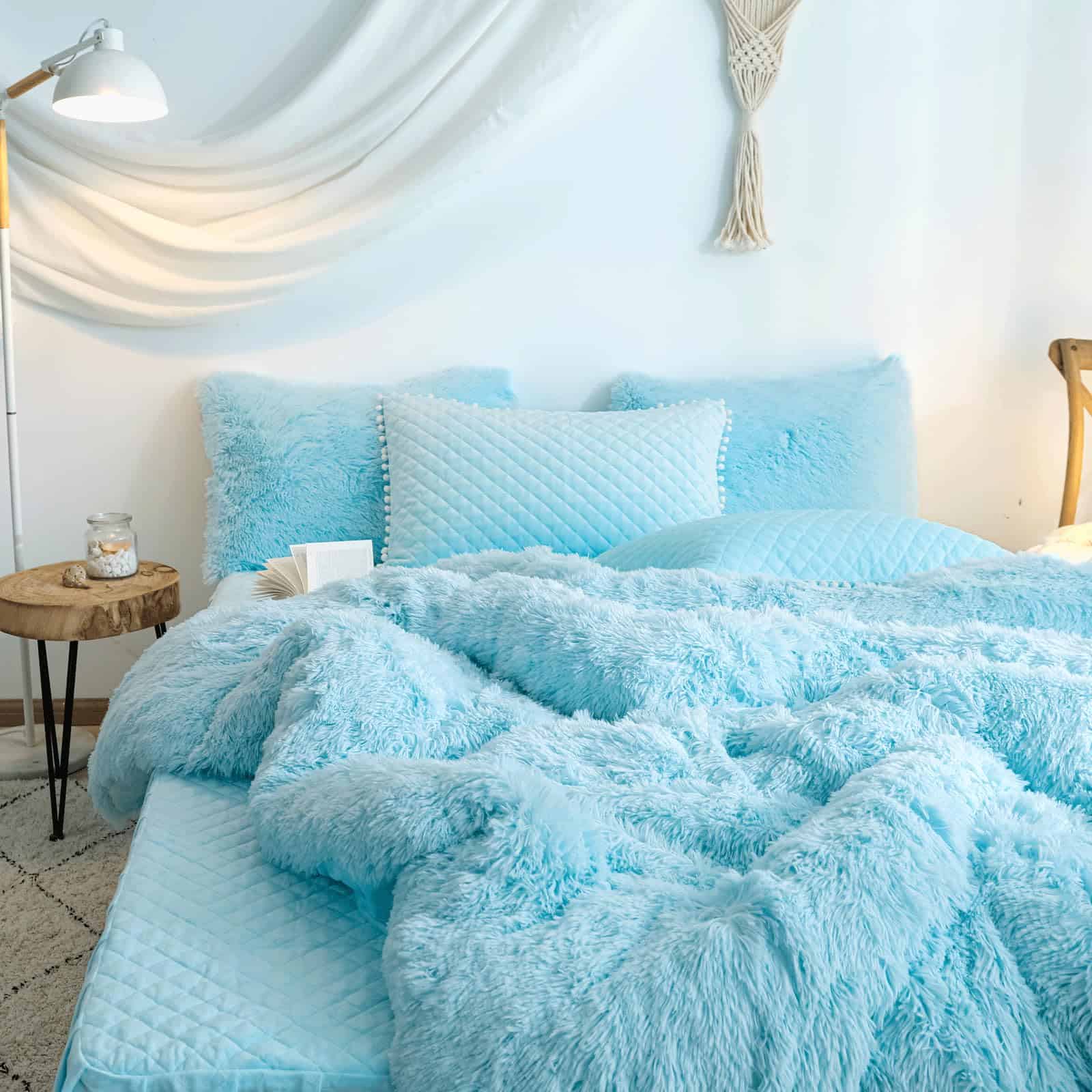 Juego de funda nórdica King azul peluda? Juego de funda - Imagen 5