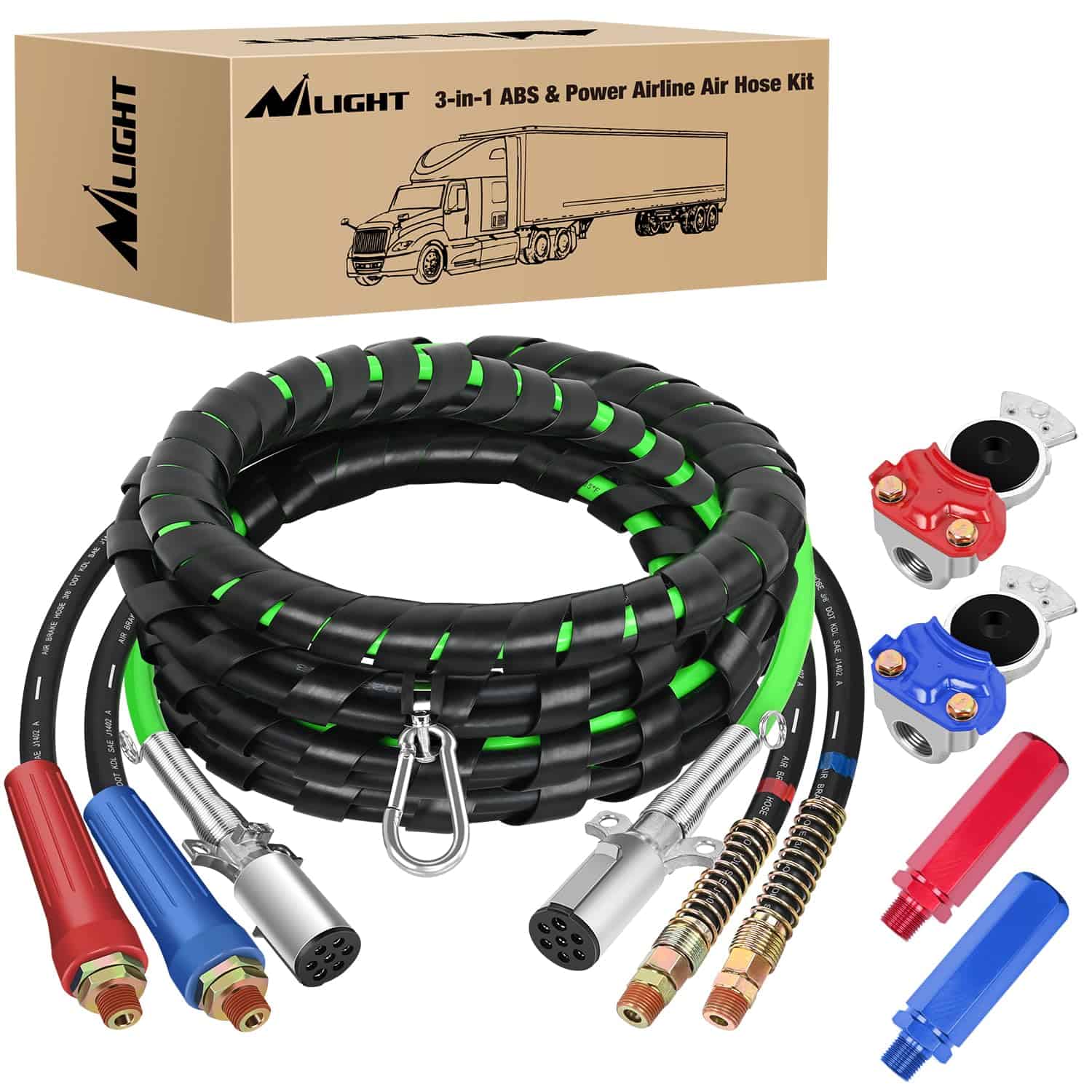 Kit de Manguera de Línea de Aire de 15FT 3 en 1 de ABS y