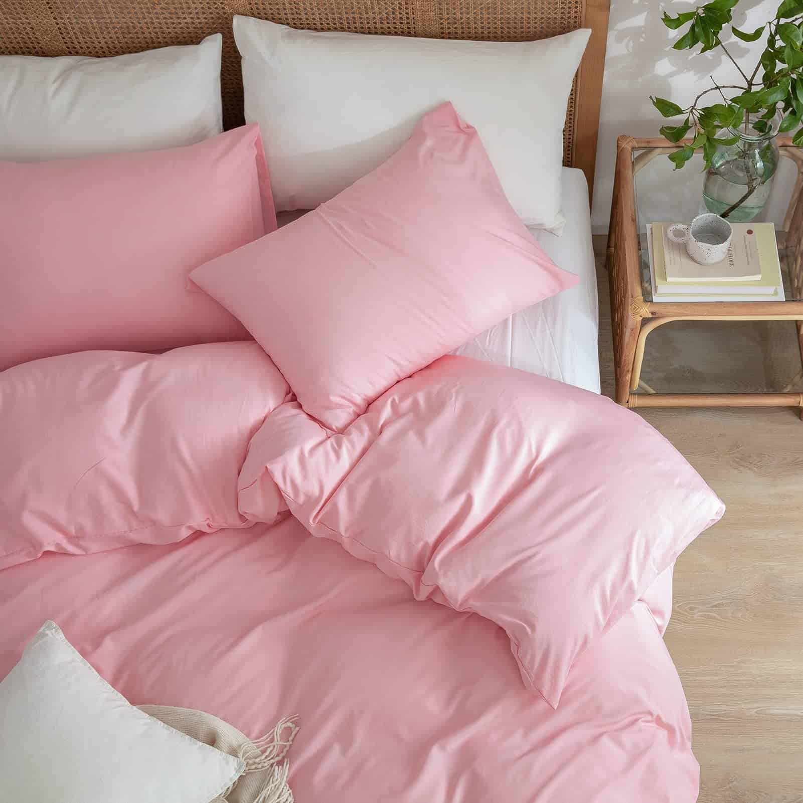 Juego de edredón completo de color rosa suave BUPIRD de 3 - Imagen 4
