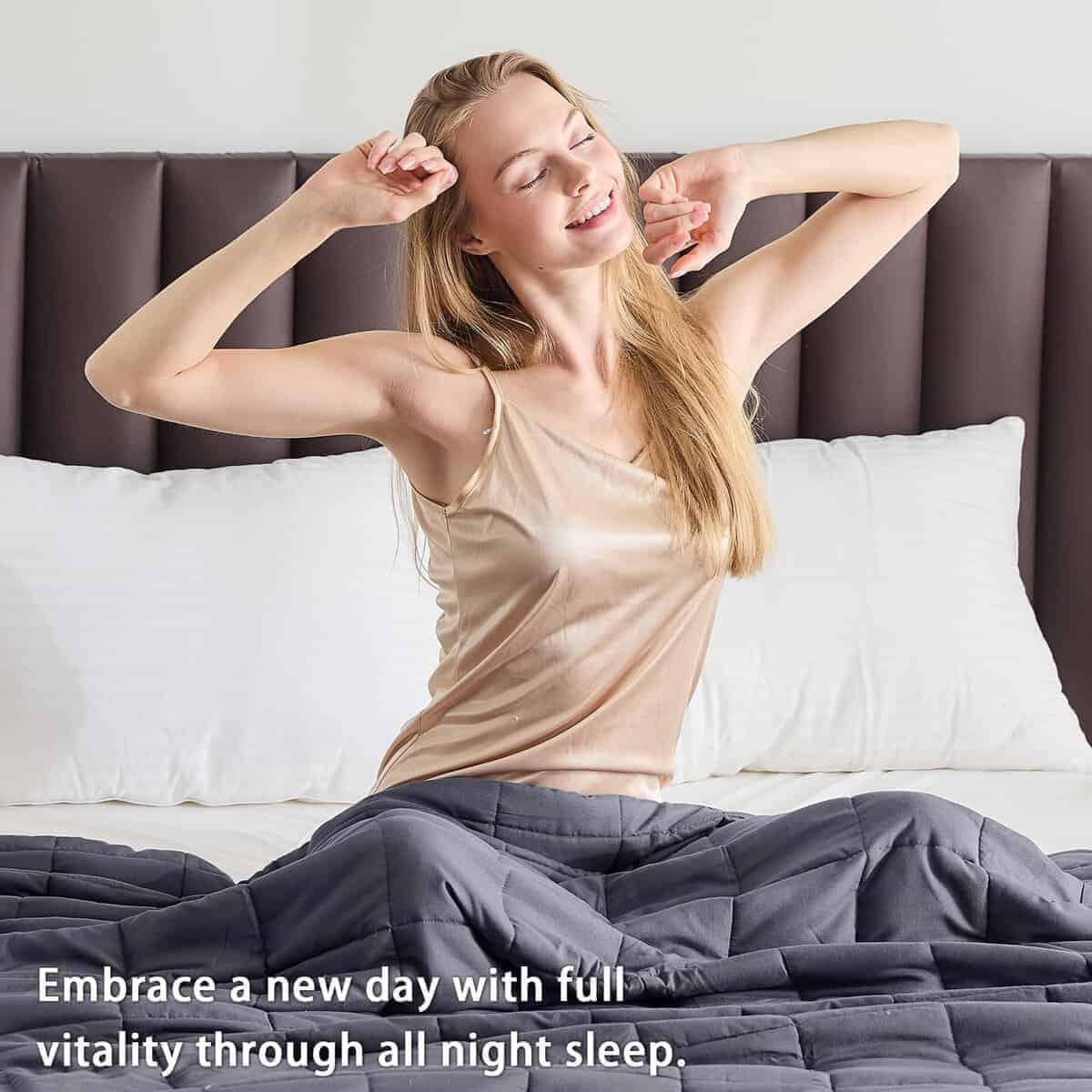 Manta ponderada yescool para adultos (20 lbs, 60" x 80", - Imagen 6