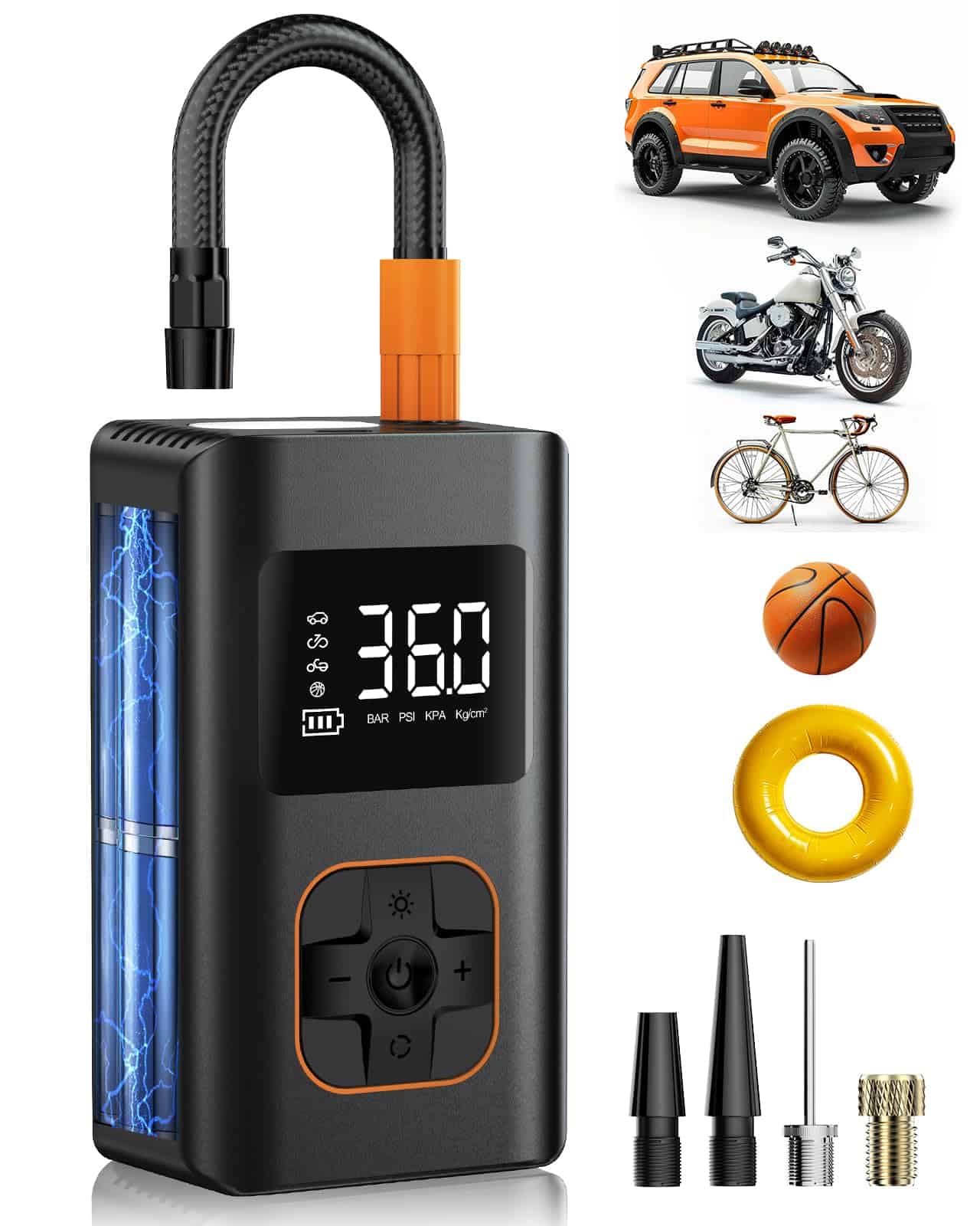 Inflador de neumáticos portátil, compresor de aire