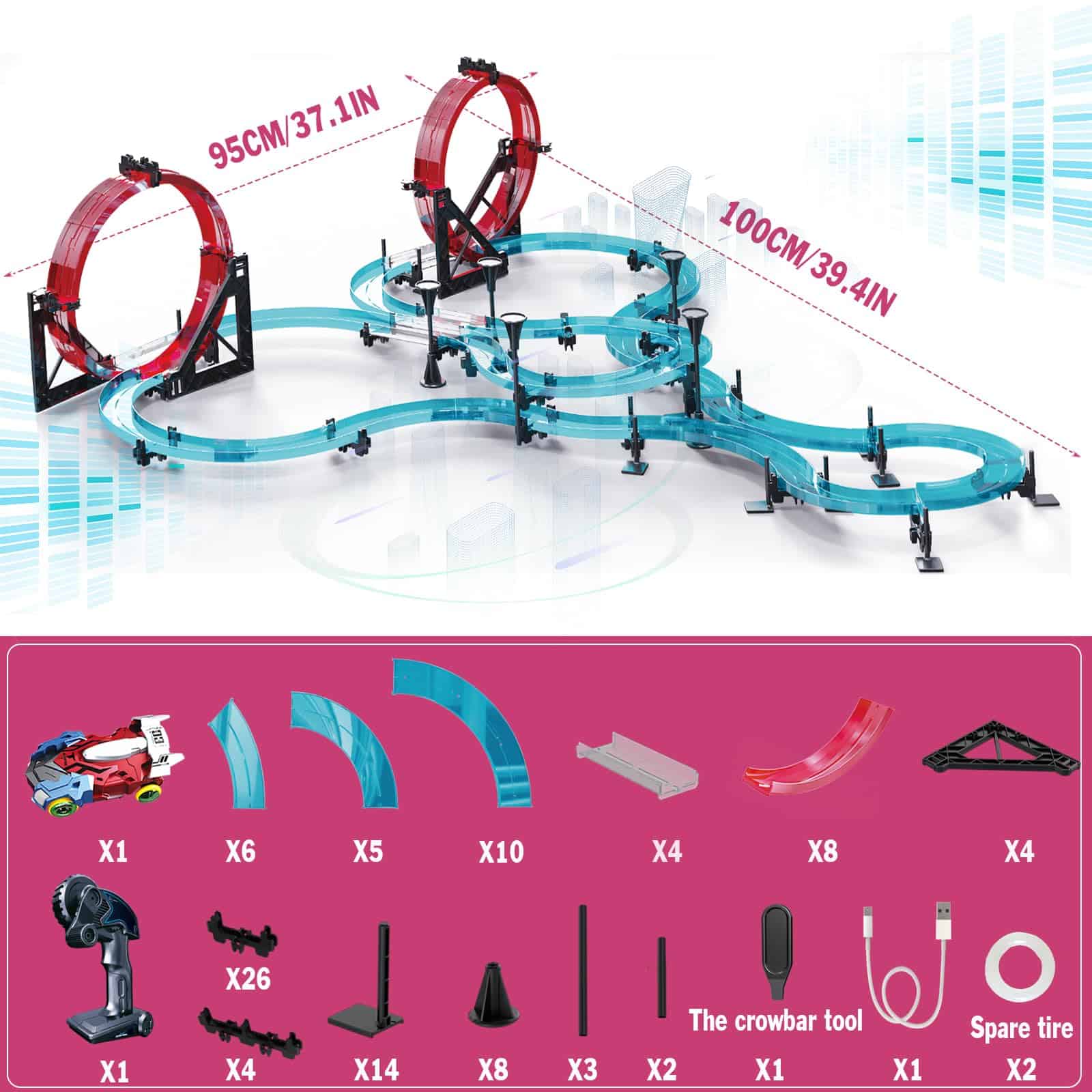 Juego de Pista de Carreras de Autos a Escala Eléctrica con - Imagen 6