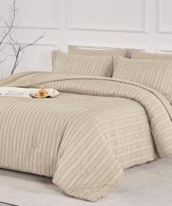 Set de Edredón King Size JELLYMONI - Crema Gris Rayado