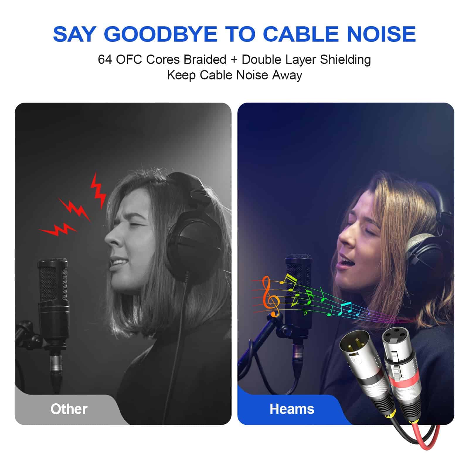 Heams 2 Pack Professional 4 Channel XLR Snake Cables 6FT, - Imagen 4