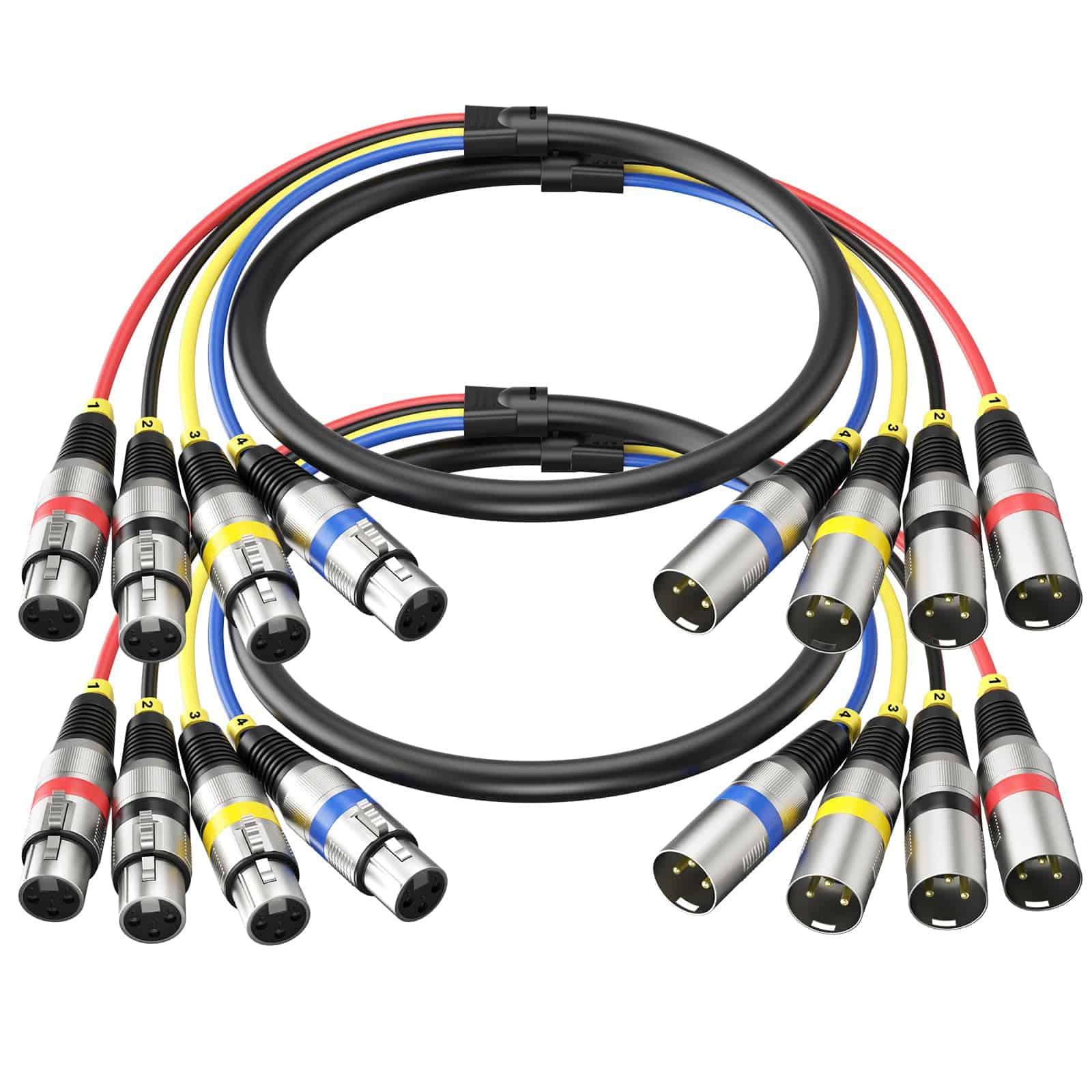 Heams 2 Pack Profesional 4 Canal XLR Cables de Serpiente