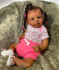 Muñeca Reborn Niña Negra de 23 Pulgadas Cuerpo Blando