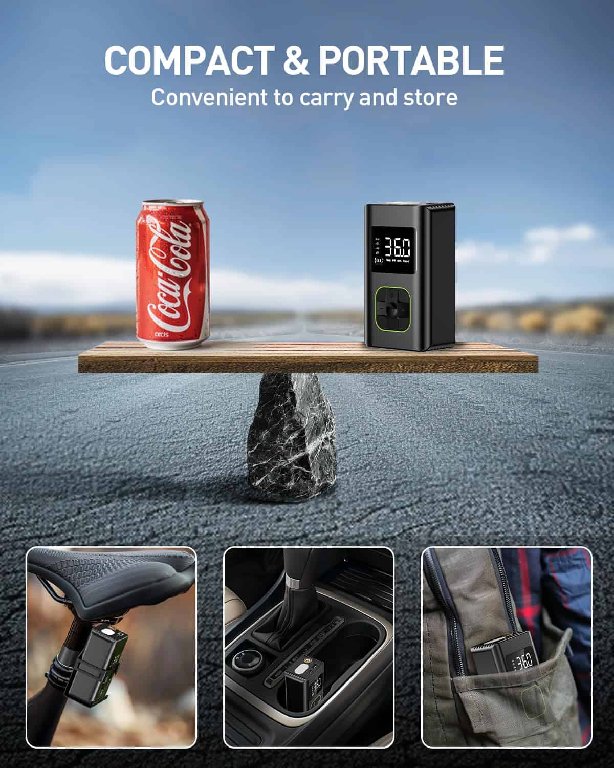 Inflador de neumáticos HIPOM portátil, Compresor de aire - Imagen 7