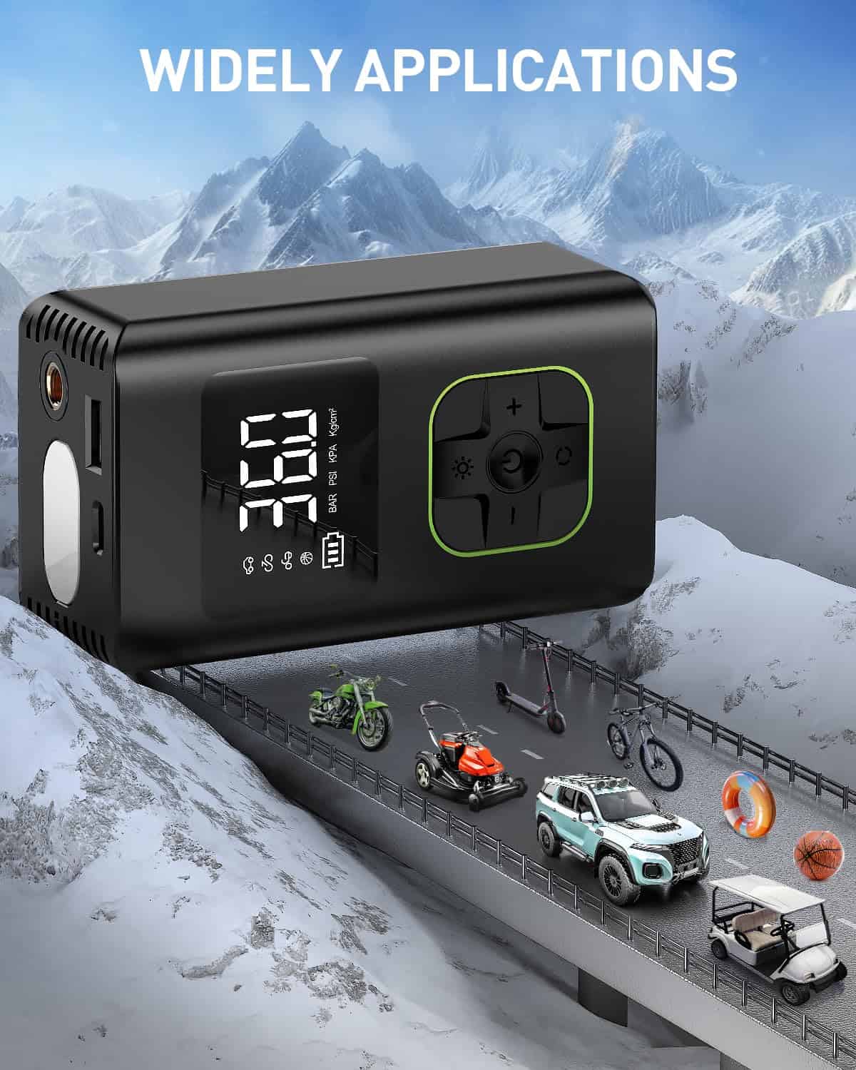 Inflador de neumáticos HIPOM portátil, Compresor de aire - Imagen 4