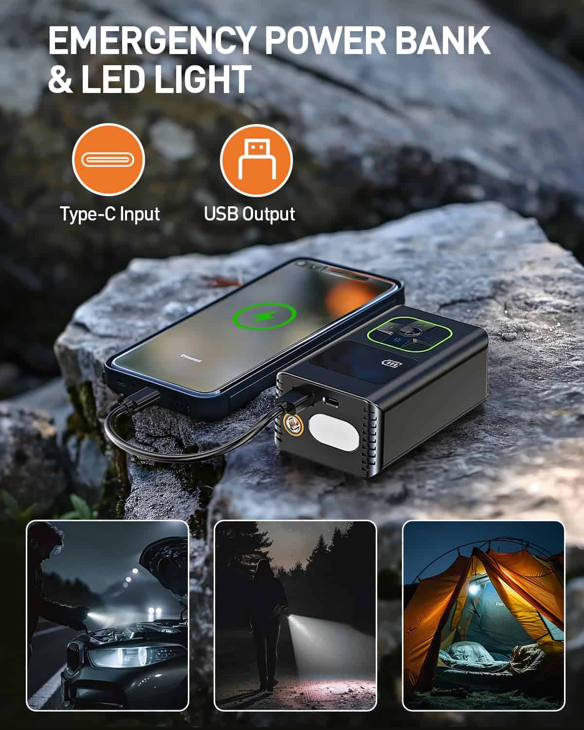 Inflador de neumáticos HIPOM portátil, Compresor de aire - Imagen 9