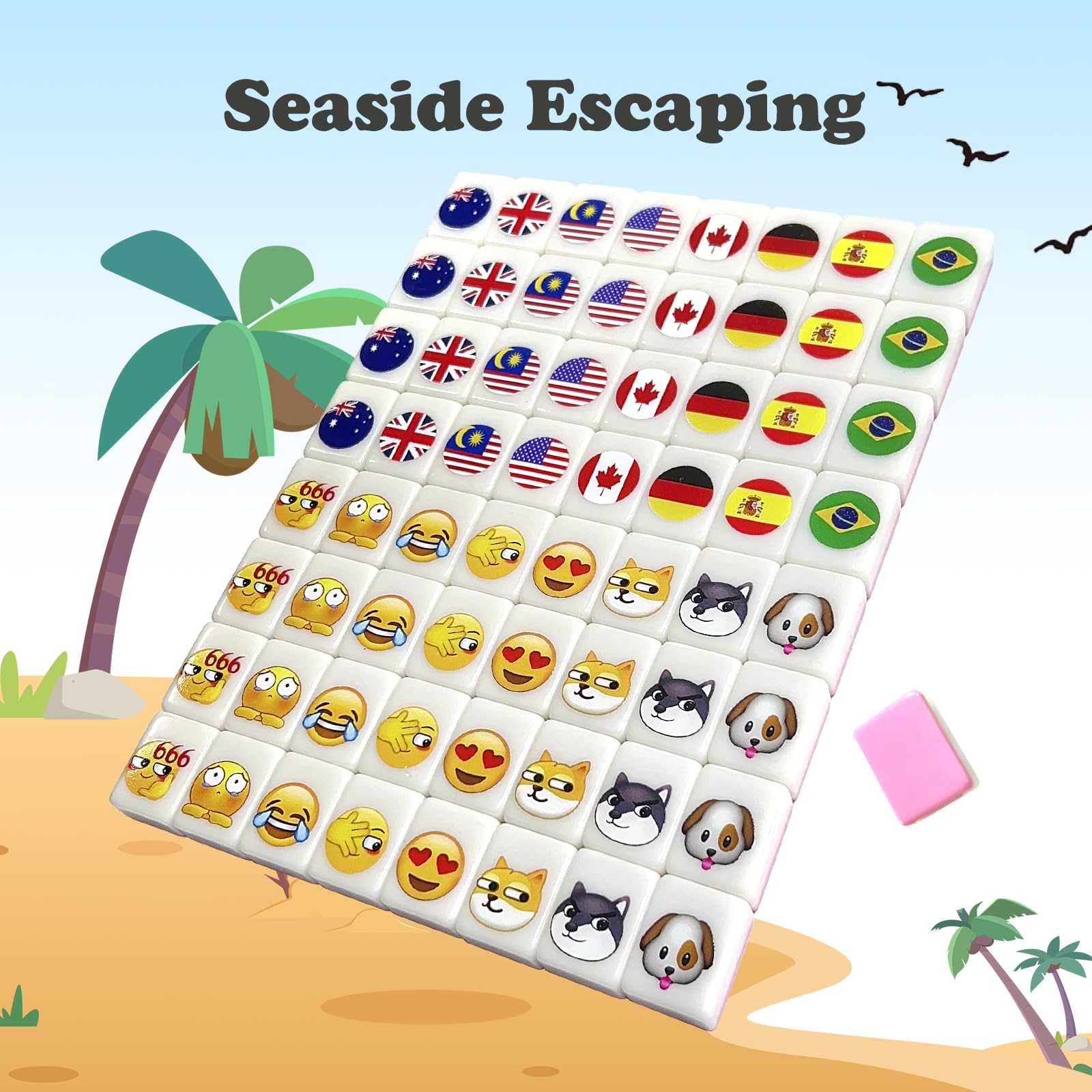 Juego de Bloques Seaside Escape Mahjong con 65 Fichas de - Imagen 3