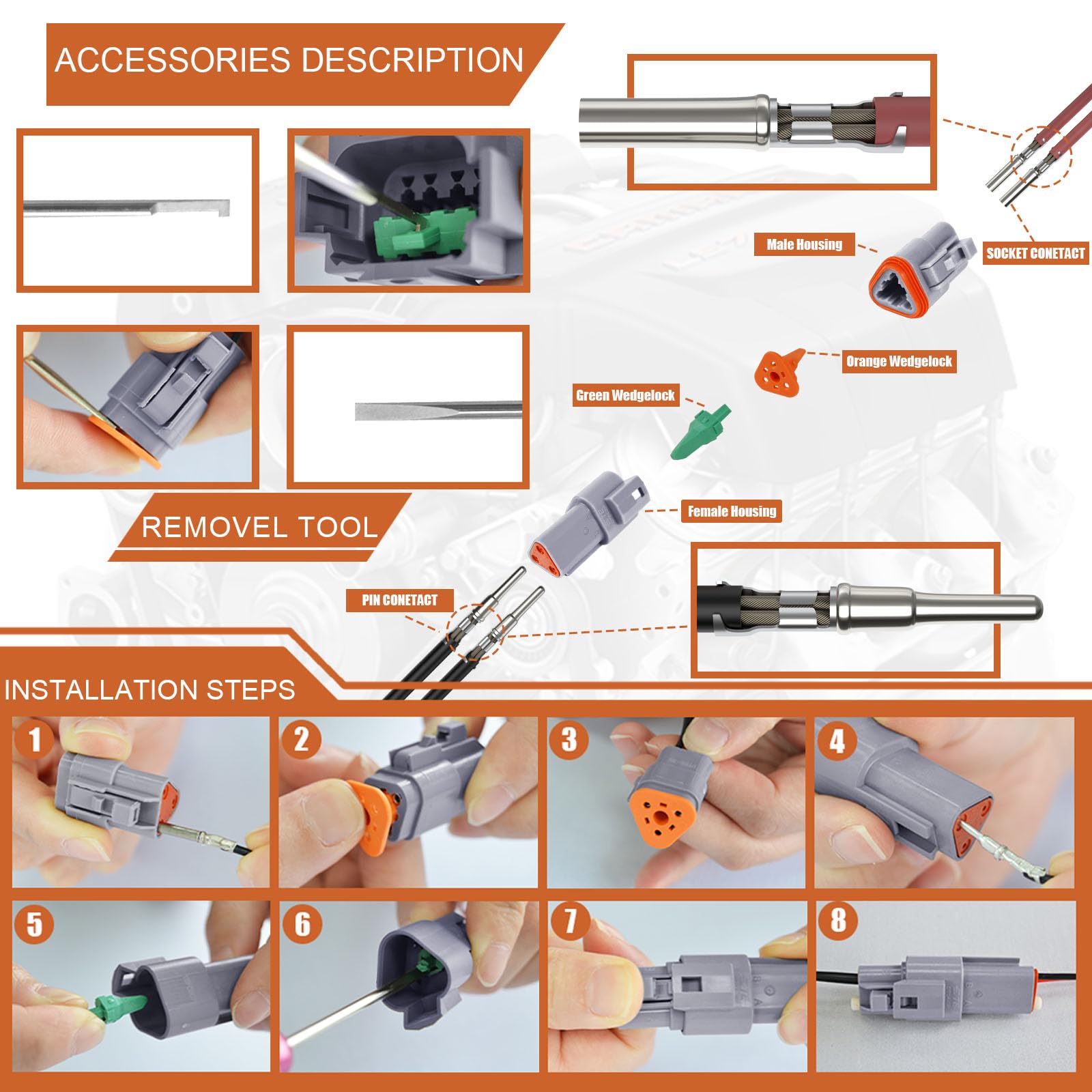 Kit de Conectores Deutsch de 685 PCS, 2 3 4 6 8 12 Pines - Imagen 4