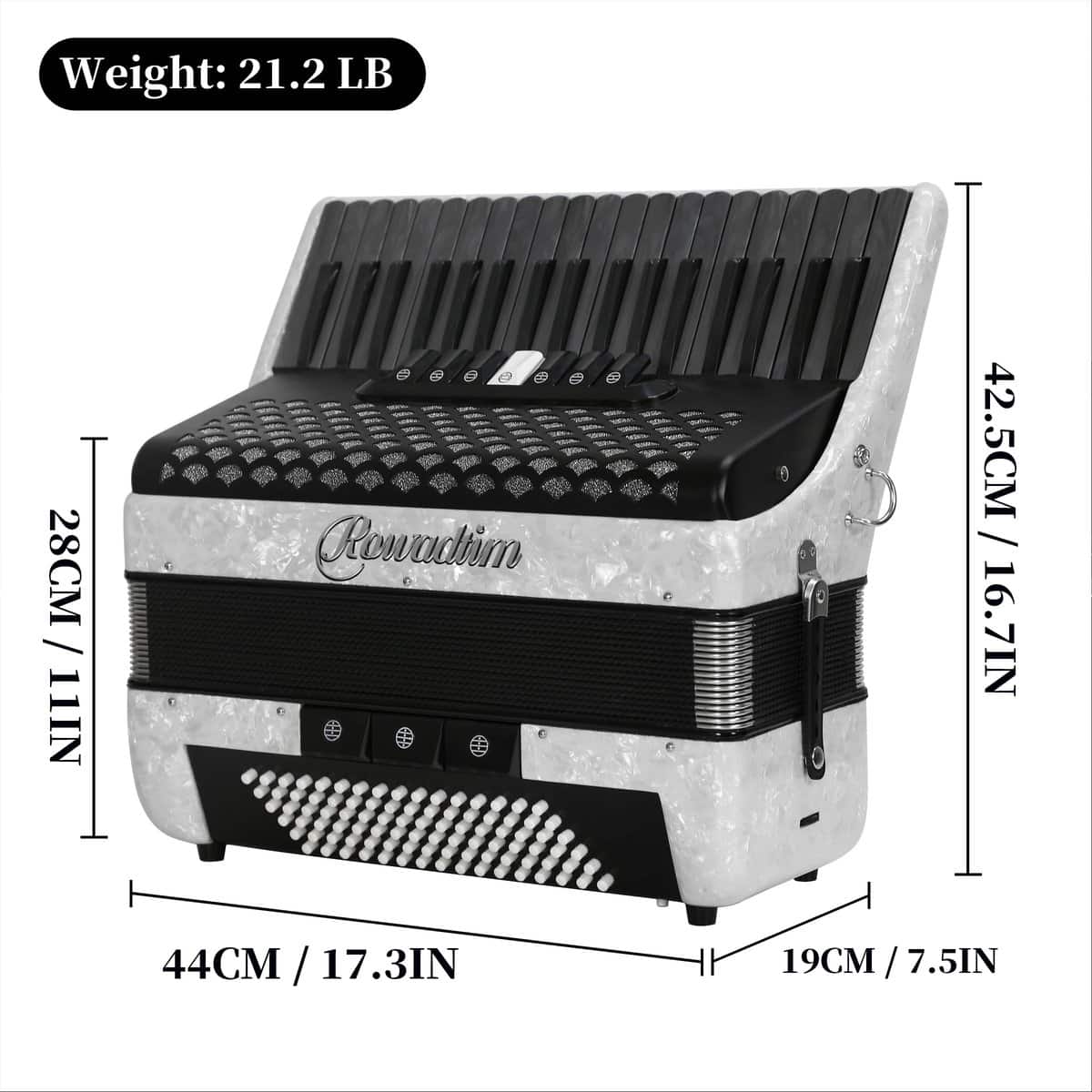 Acordeón - Modelo Profesional de 37 Teclas 96 Bajos para - Imagen 8