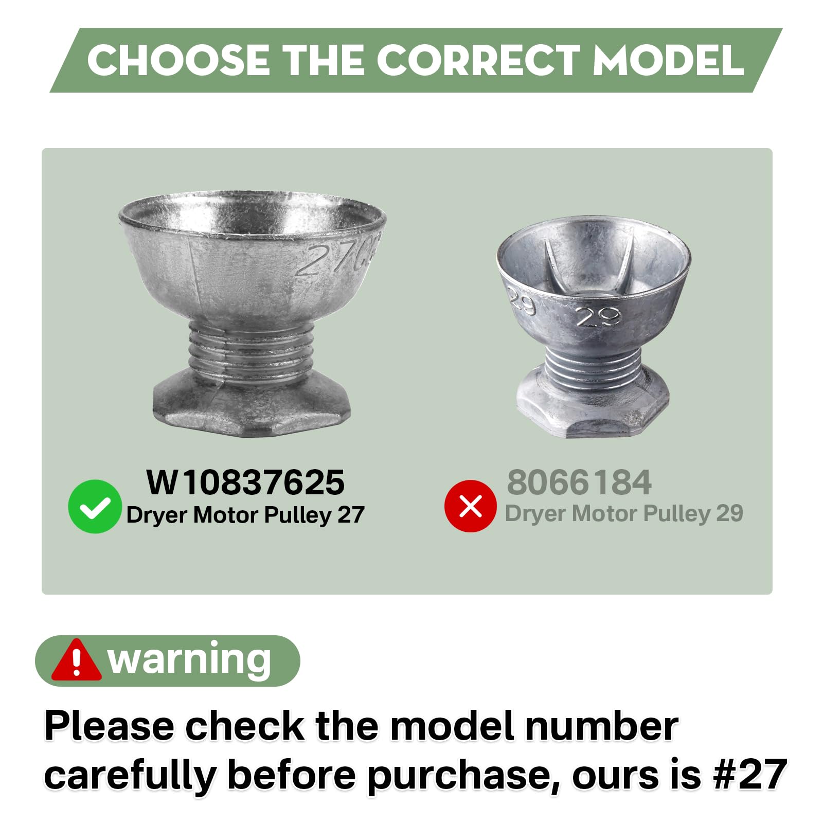 #27 Polea del motor de secadora de reemplazo para Whirlpool - Imagen 5