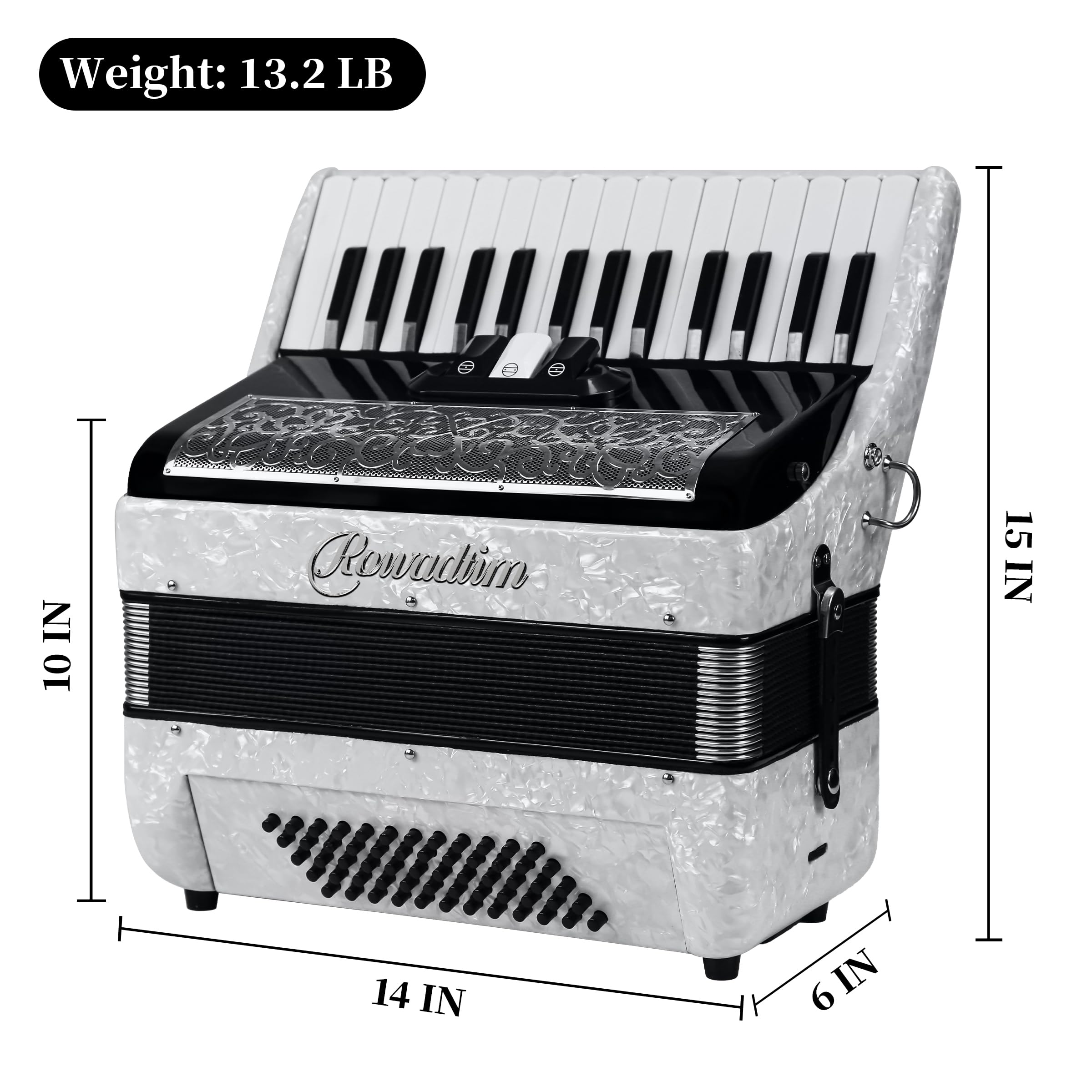 Acordeón - Teclado Profesional de 30 Teclas y -Blanco - Imagen 8