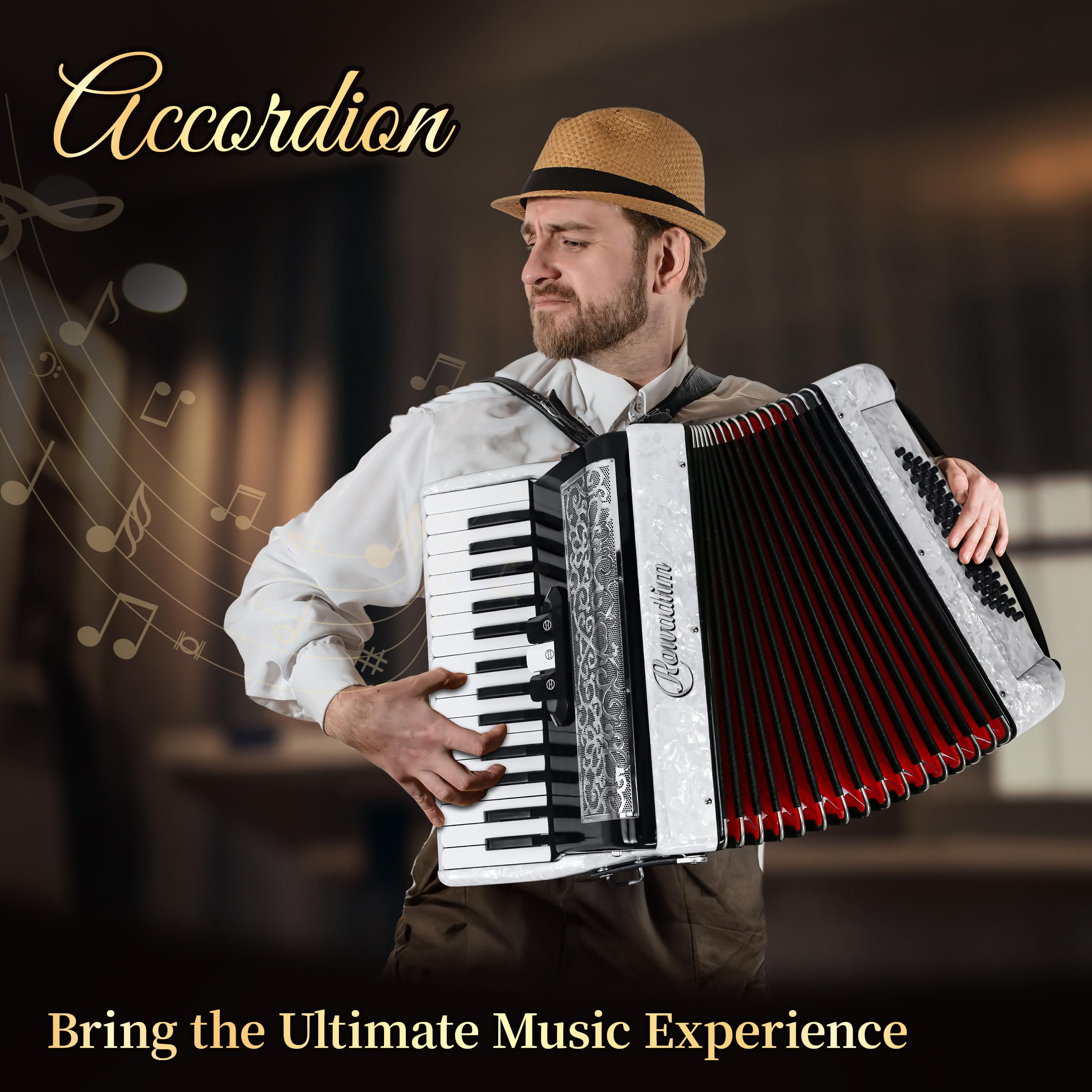 Acordeón - Teclado Profesional de 30 Teclas y -Blanco - Imagen 3