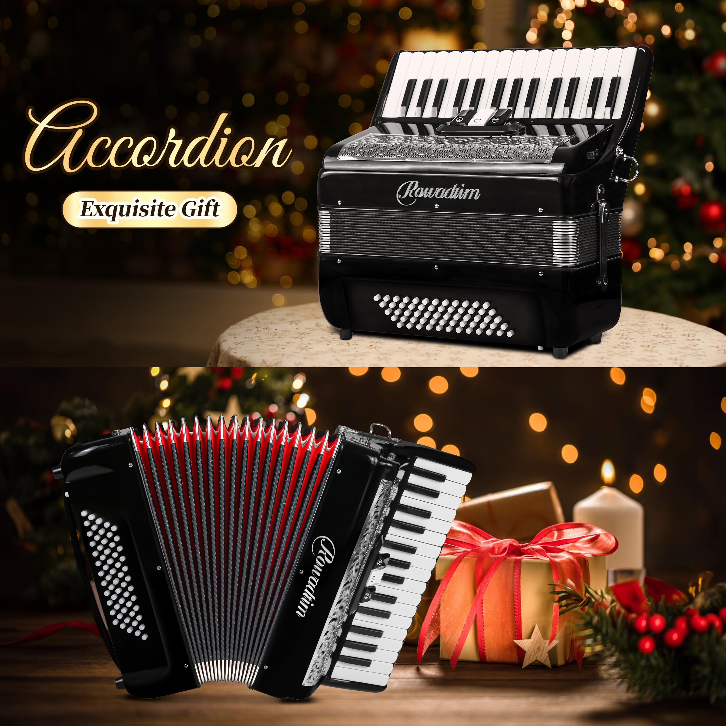 Acordeón - Teclado profesional de 30 teclas y -Negro - Imagen 7