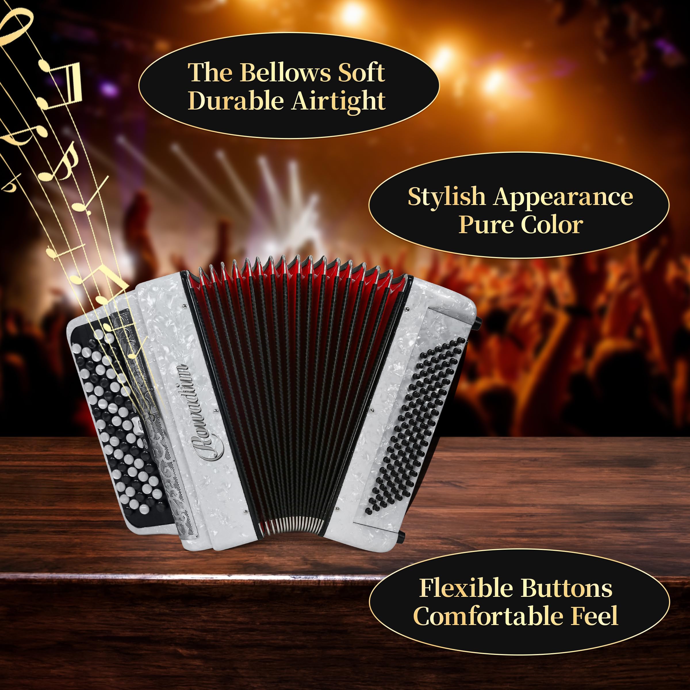 Acordeón - Modelo Profesional 69 Teclas 96 Bajos con Correa - Imagen 5