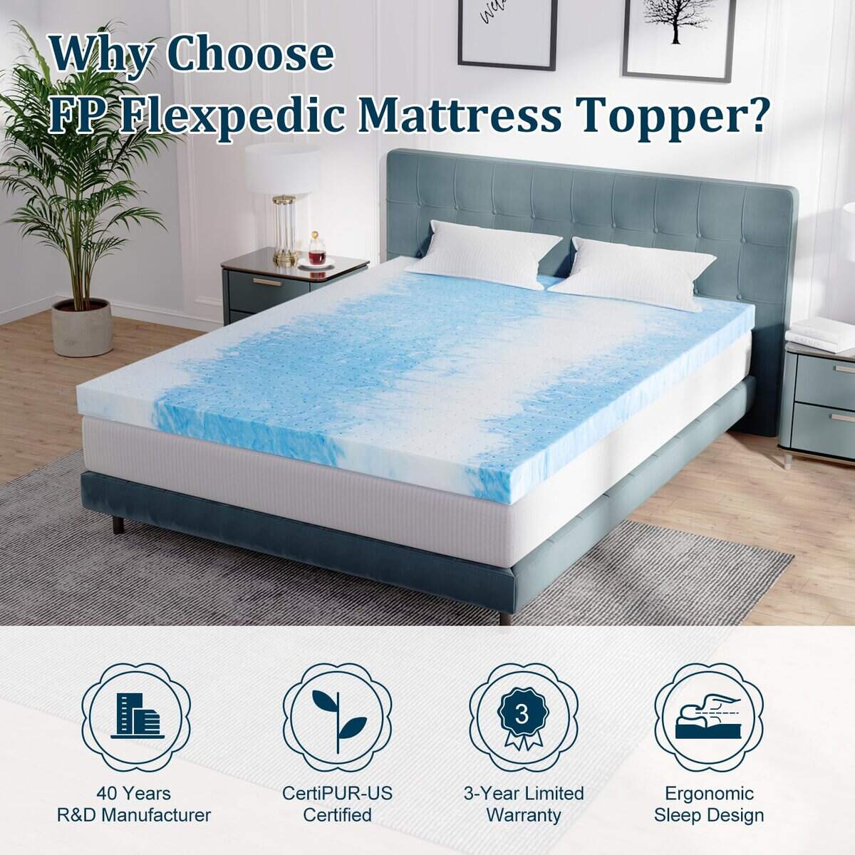 Topper de Colchón FP FLEXPEDIC para Cama Completa, de 3 - Imagen 9