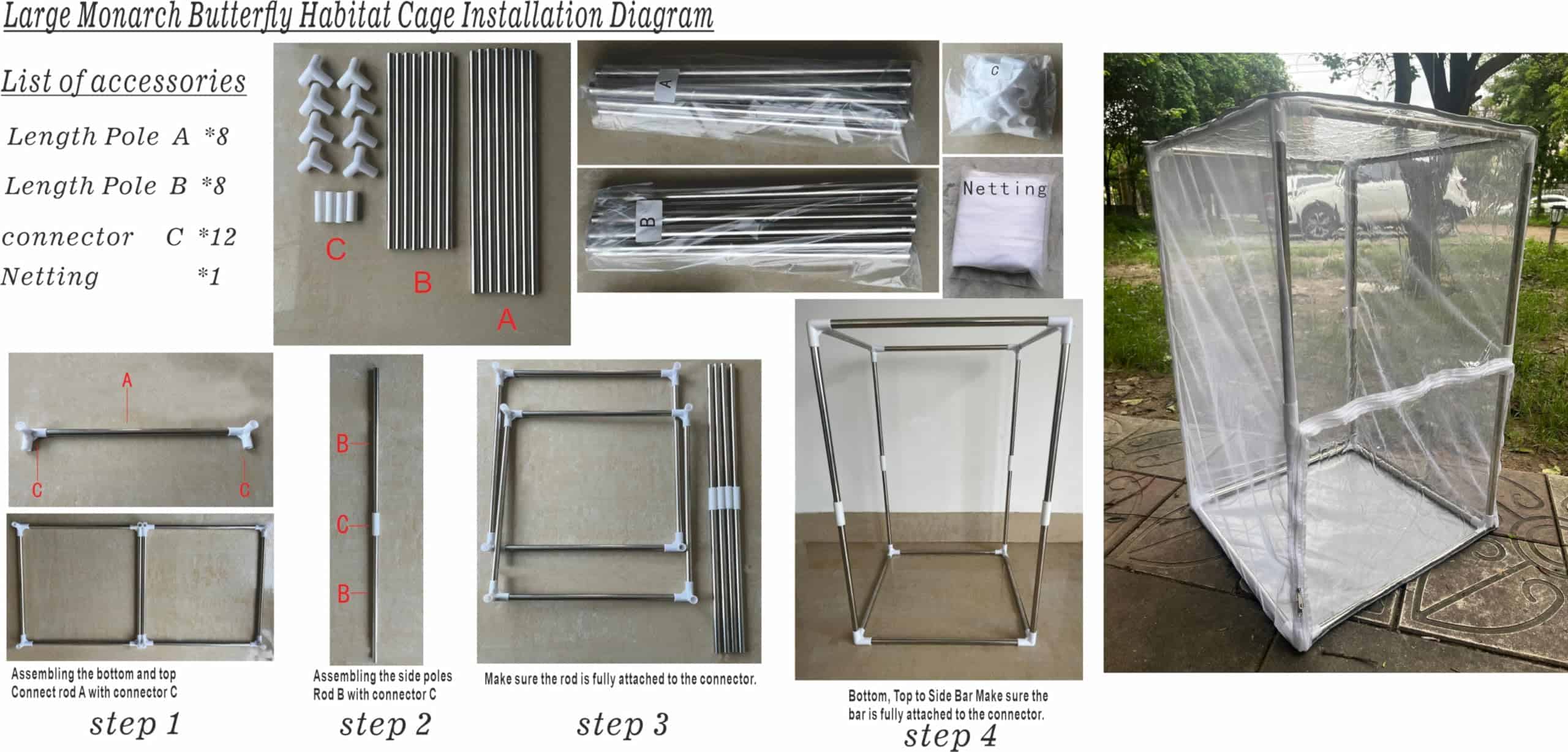 Jaula Grande para Mariposas Monarca al Aire Libre Red de - Imagen 6