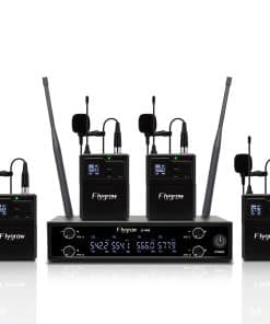 Micrófono de solapa UHF de 4 canales Flygrow con transmisor