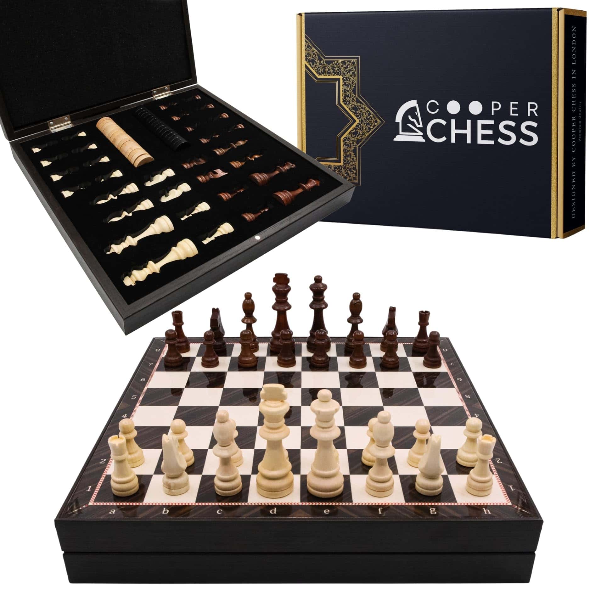 Juego de ajedrez de almacenamiento de apariencia de nogal