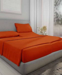 Juego de sábanas divididas (5 piezas) -Naranja quemado