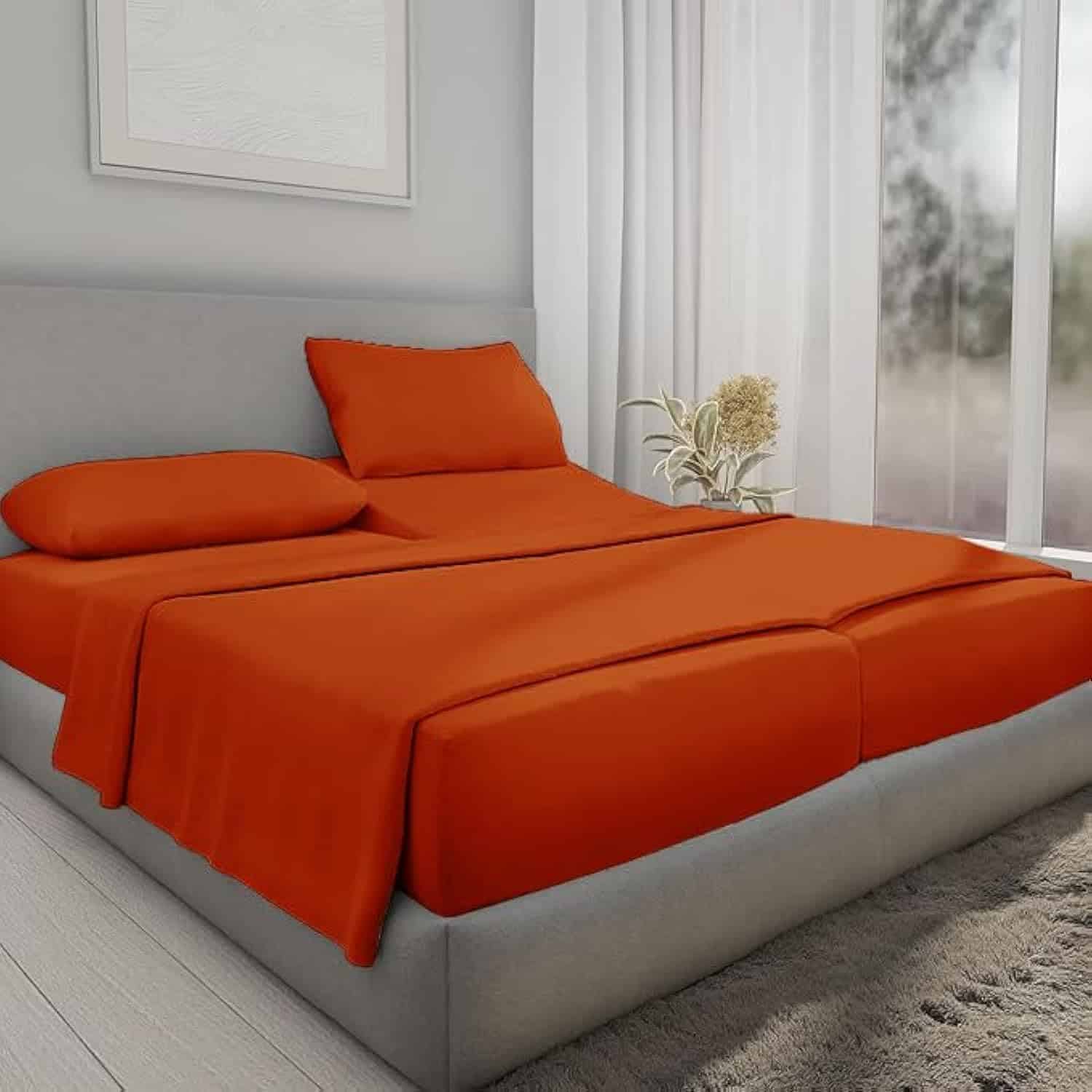 Juego de sábanas divididas (5 piezas) -Naranja quemado