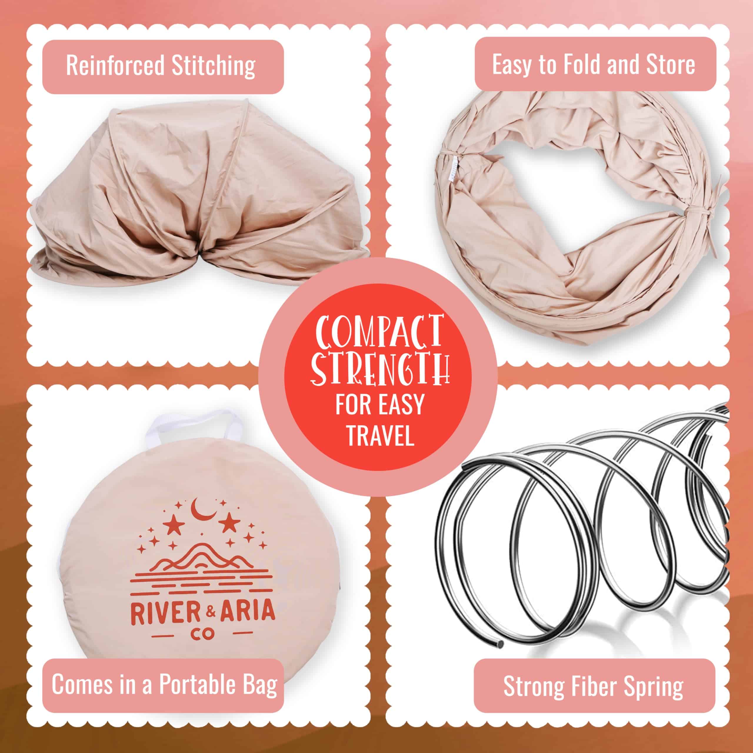 Túnel de Juego para Bebés River & Aria Co - - Durazno) - Imagen 6