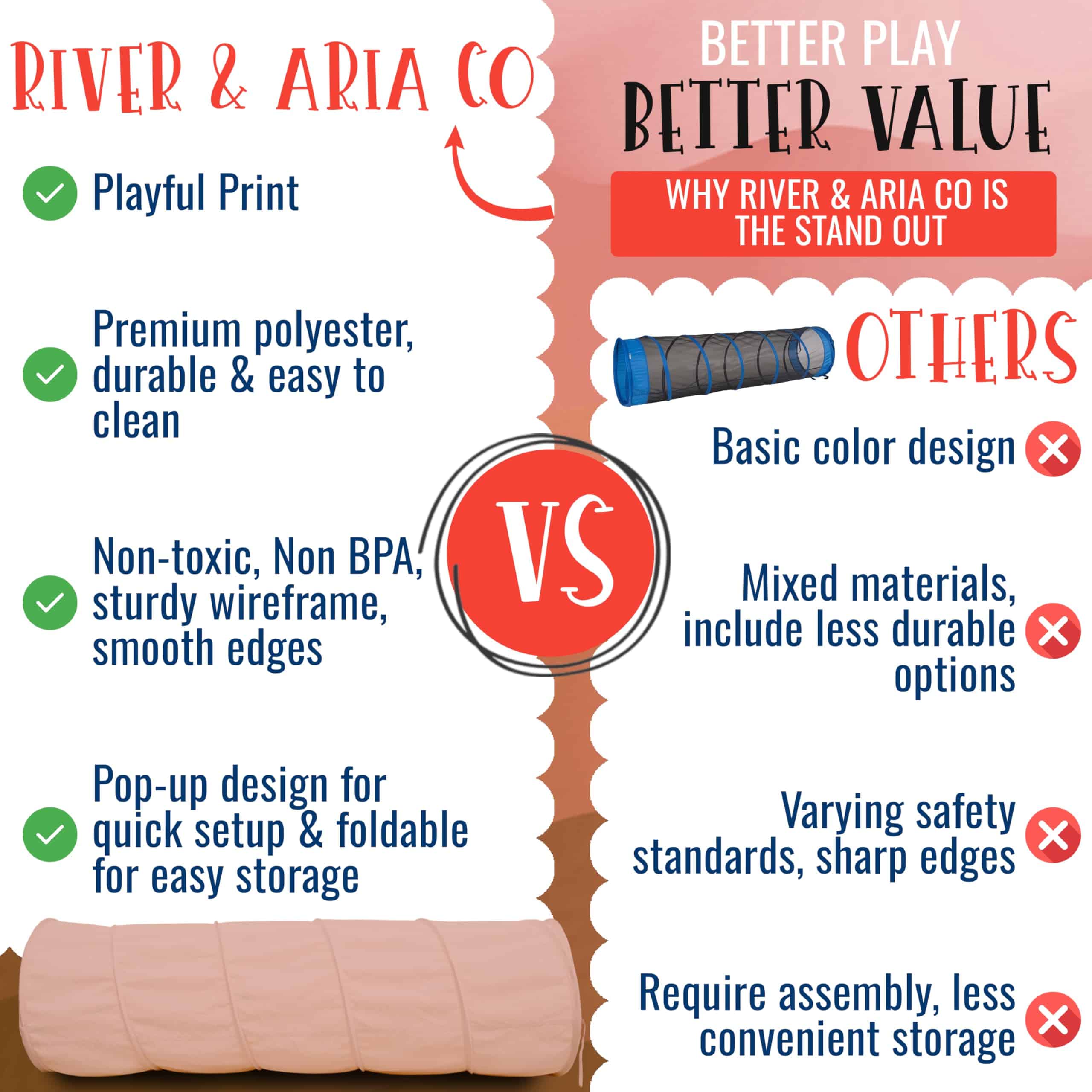 Túnel de Juego para Bebés River & Aria Co - - Durazno) - Imagen 8