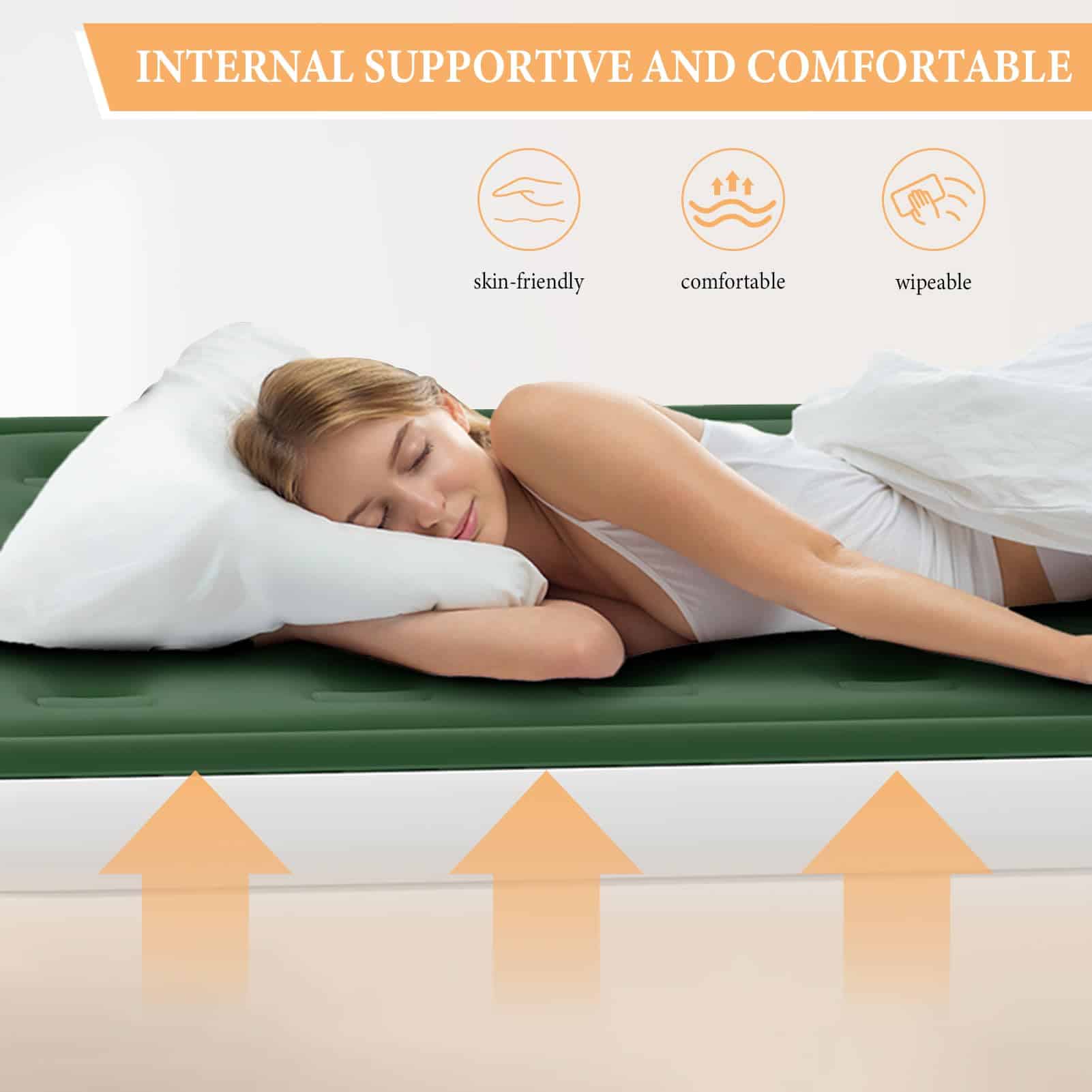 Colchón Inflable HikerSKY Queen con Bomba de -Verde - Imagen 8