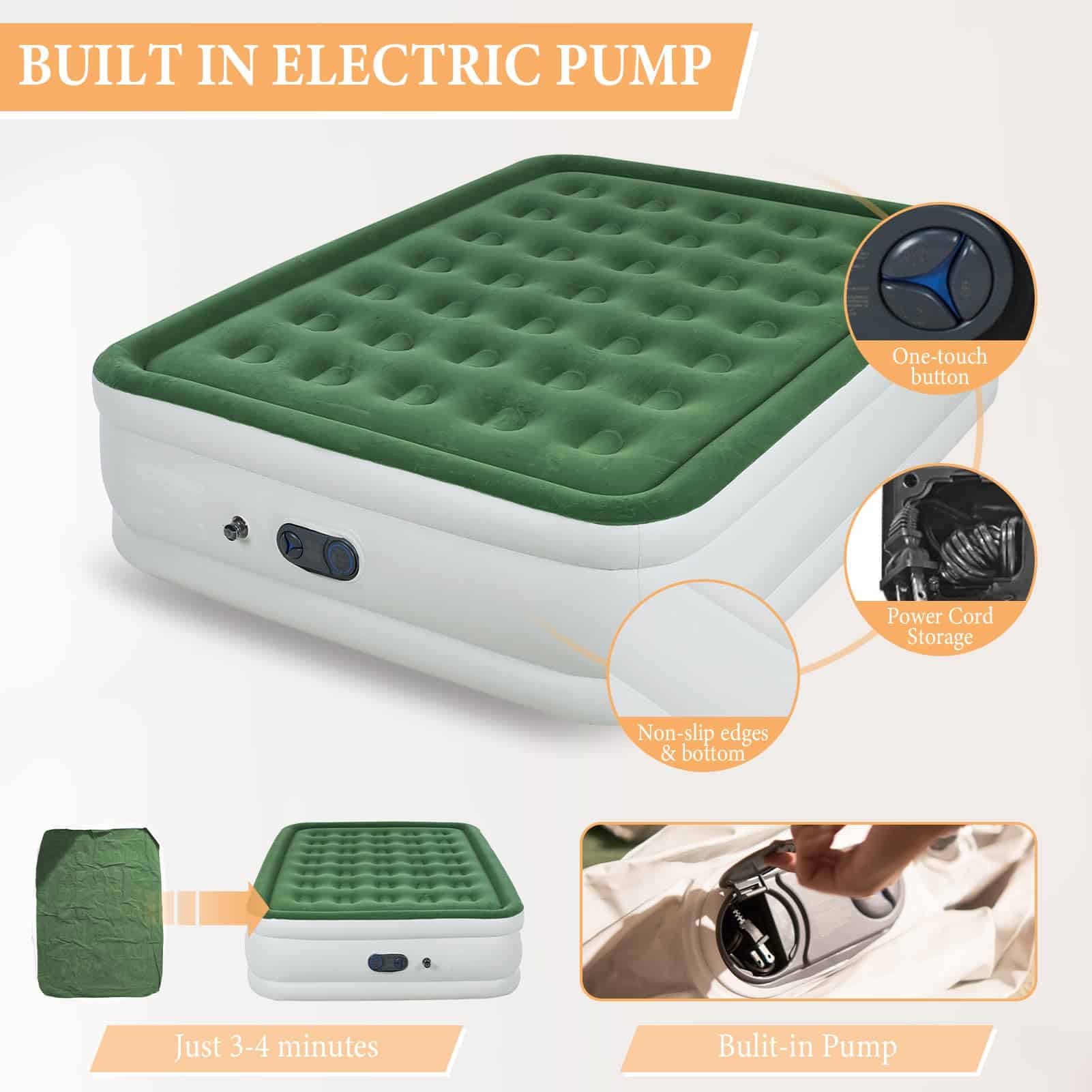 Colchón Inflable HikerSKY Queen con Bomba de -Verde - Imagen 4