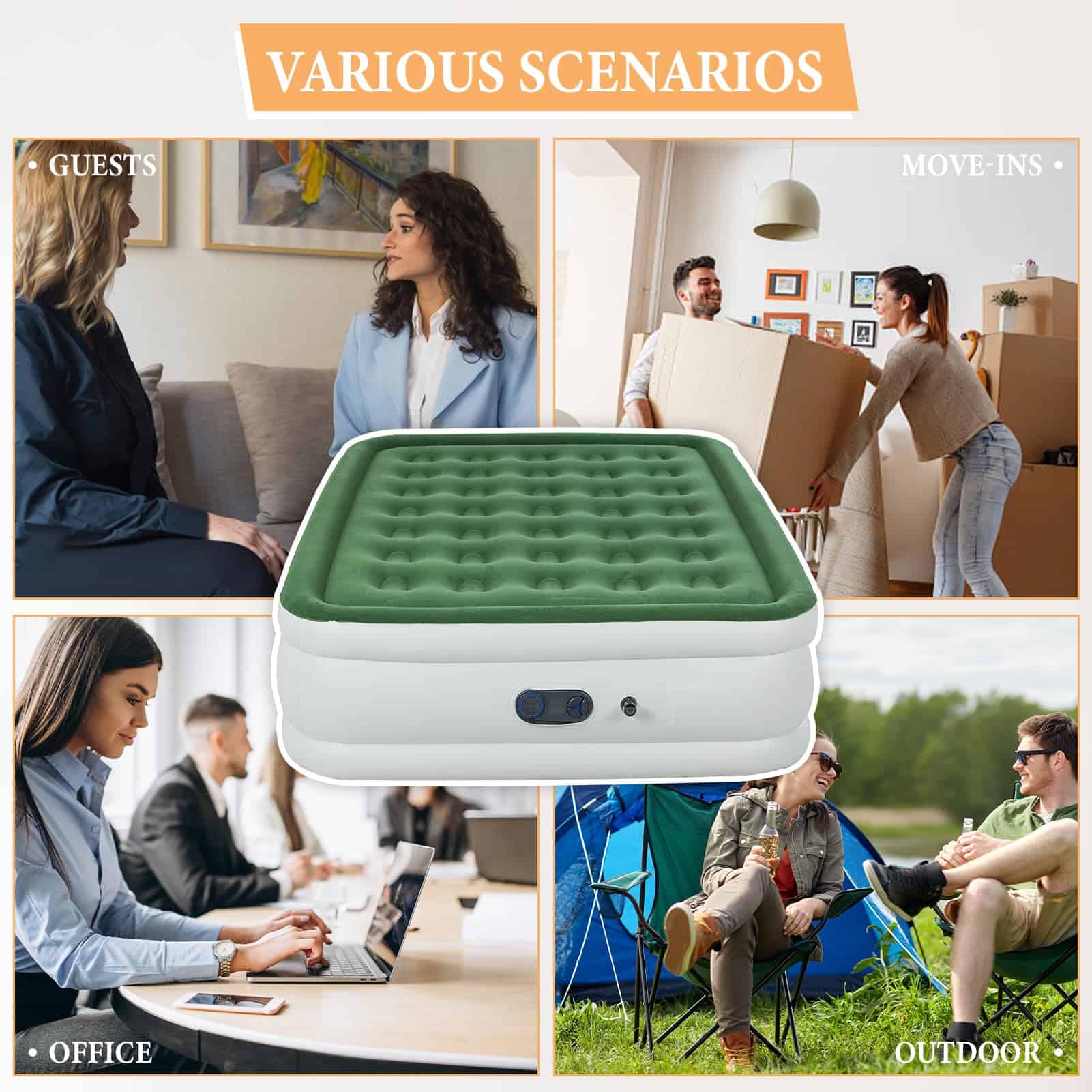 Colchón Inflable HikerSKY Queen con Bomba de -Verde - Imagen 7