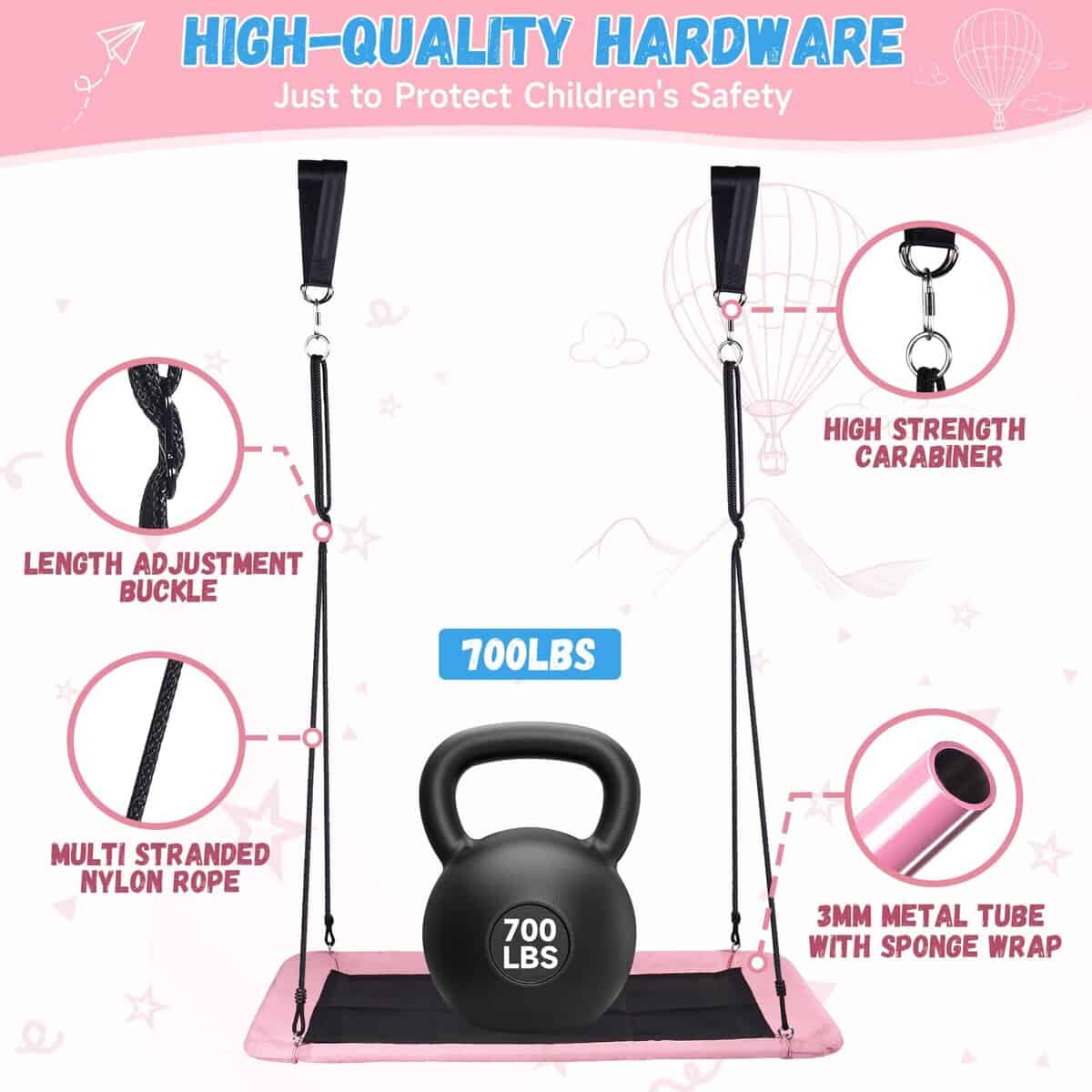 Columpio Gigante Lunafun para Niños 700LBS Plataforma - Imagen 3