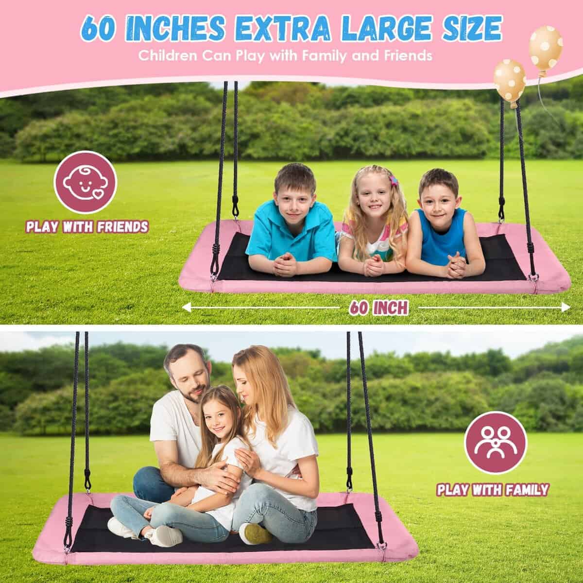 Columpio Gigante Lunafun para Niños 700LBS Plataforma - Imagen 4